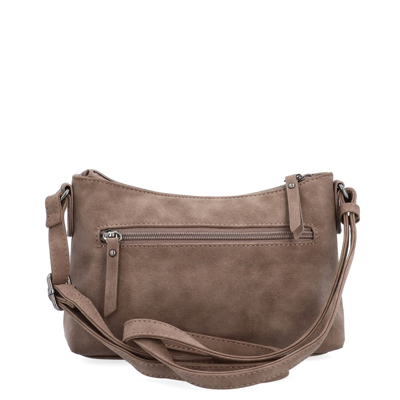 Malá elegantná crossbody kabelka Tangerin materiál syntetická koža zapínanie na zips farba hnedá veľkosť malá 1109 H Zozadu