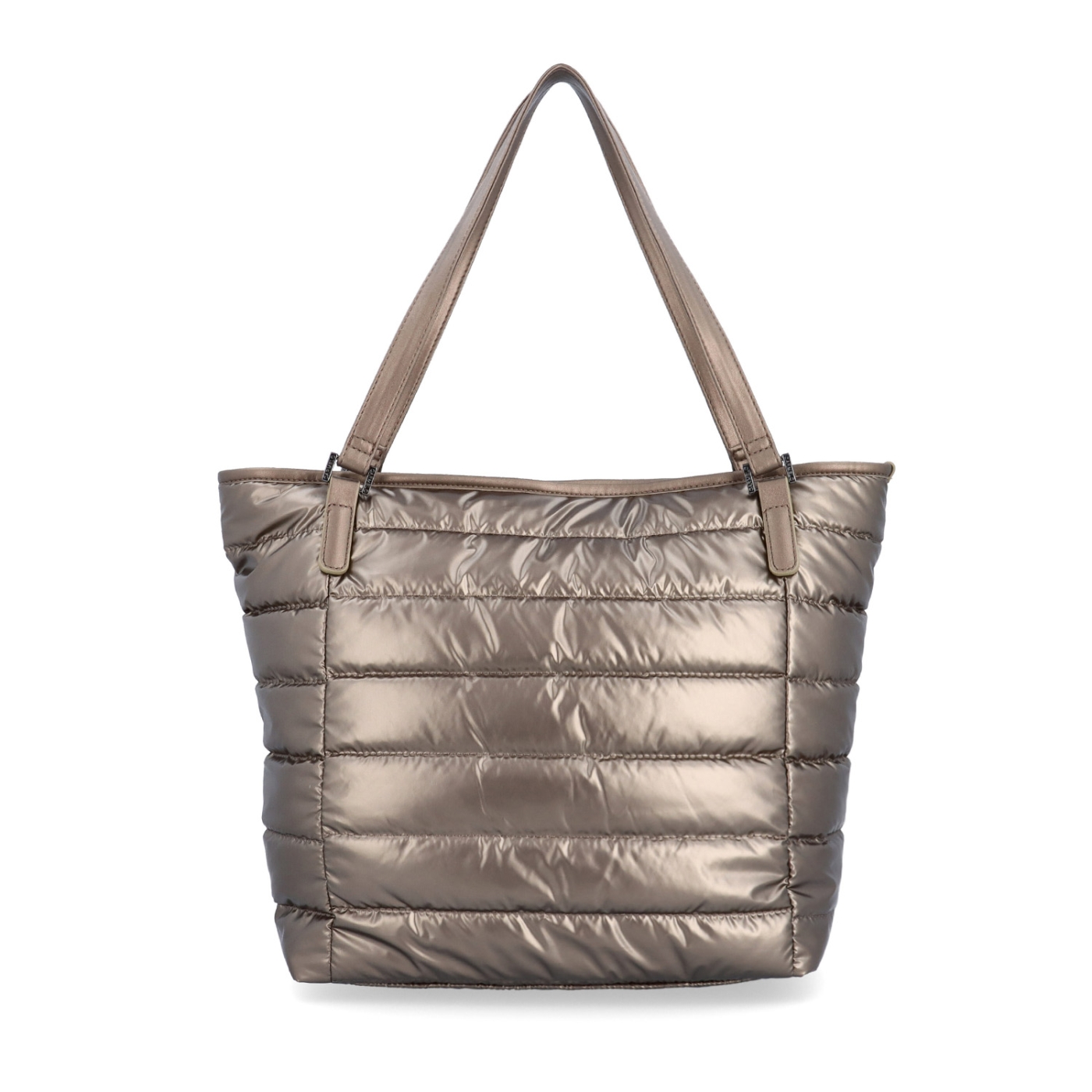 Shopperka cez rameno z nadýchaného materiálu Carmelo materiál nylon zapínanie na zips farba metalíza veľkosť veľká 4385 BR Spredu