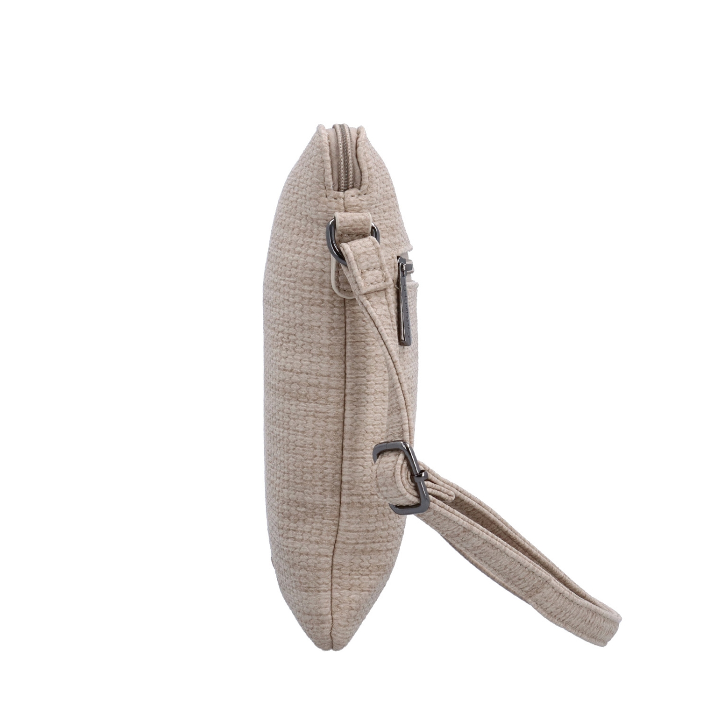 Minimalistická crossbody kabelka s jemným vzorom Carmelo materiál syntetická koža zapínanie na zips farba béžová veľkosť malá 4397 BE Z boku