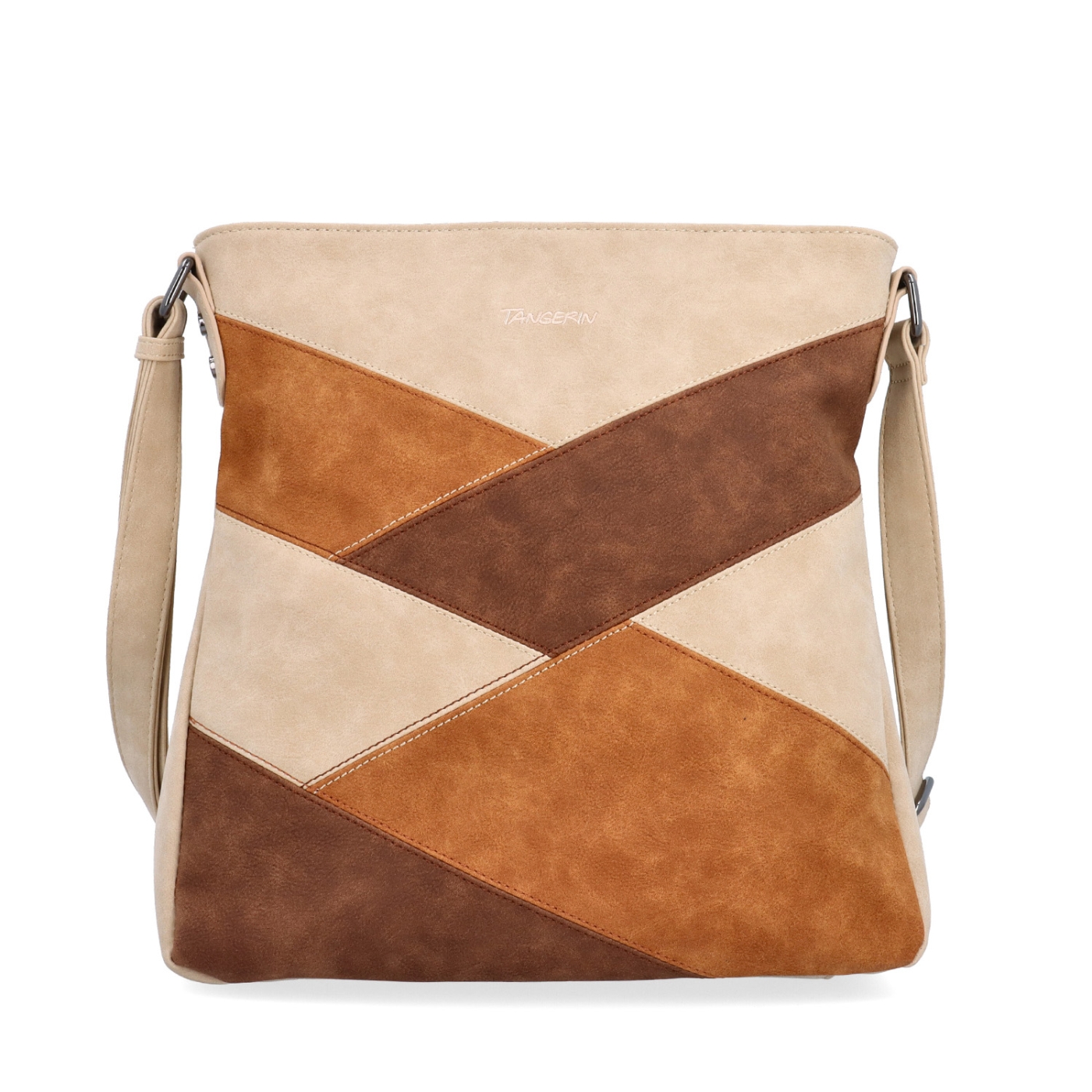 Crossbody kableka s originálnym dizajnom Tangerin materiál syntetická koža zapínanie na zips farba béžová veľkosť stredná 1118 BE Spredu