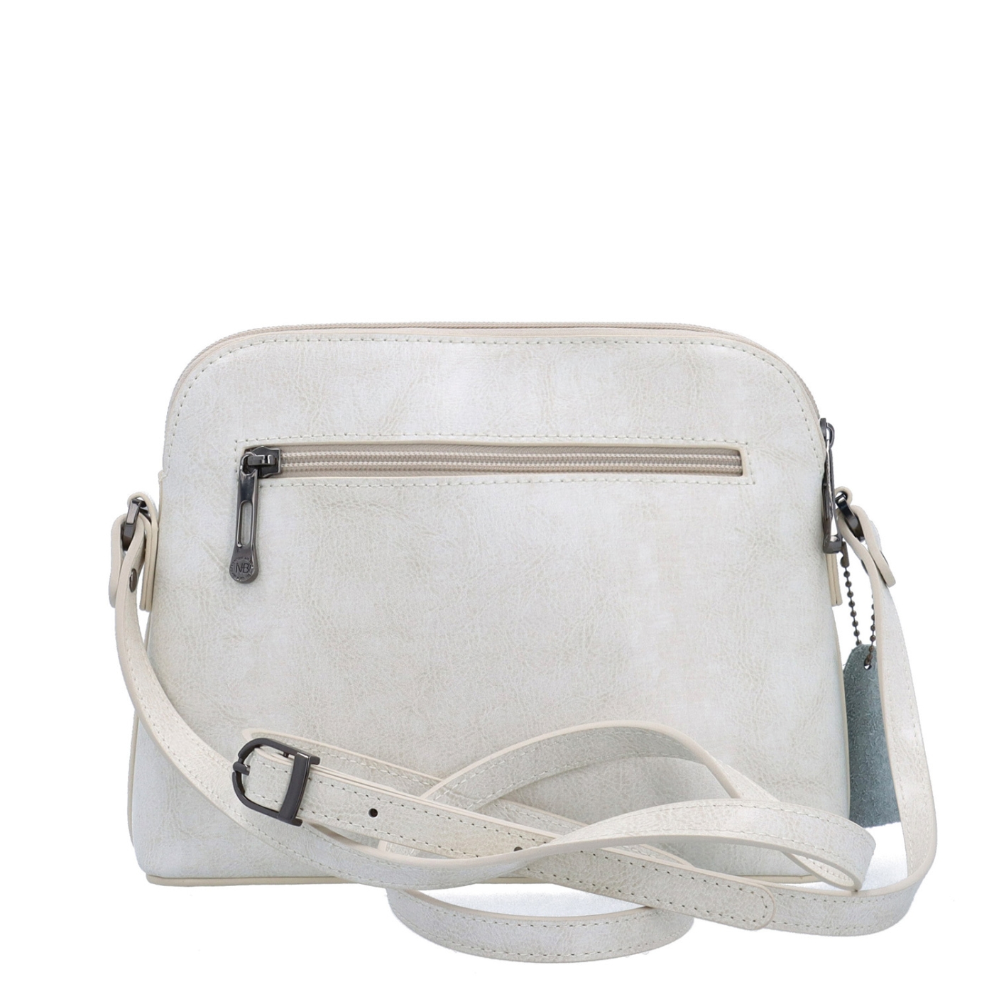 Minimalistická kožená crossbody kabelka na každý deň Noelia Bolger materiál kože zapínanie na zips farba biela veľkosť malá NB 0116 OW Zozadu