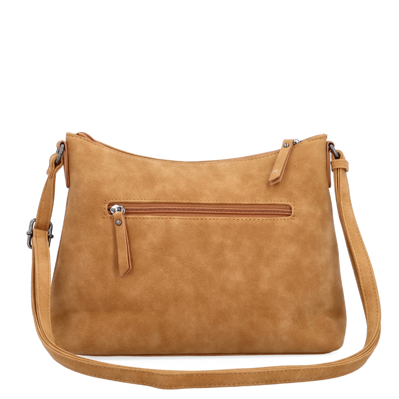 Dámska elegantná crossbody kabelka Tangerin materiál syntetická koža zapínanie na zips farba koňaková veľkosť malá 1110 CAM Zozadu