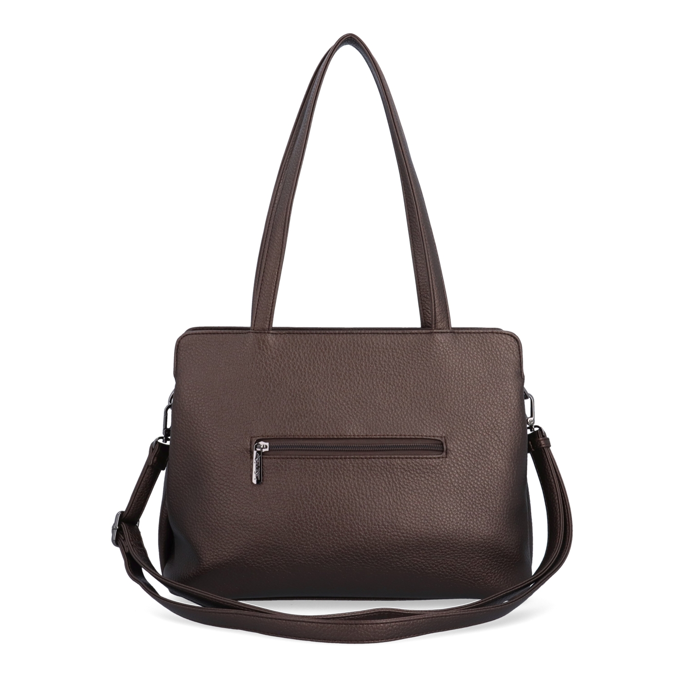 Elegantná kabelka s odnímateľným crossbody popruhom Le Sands materiál syntetická koža zapínanie na zips farba metalíza veľkosť stredná 4649 BR Zozadu