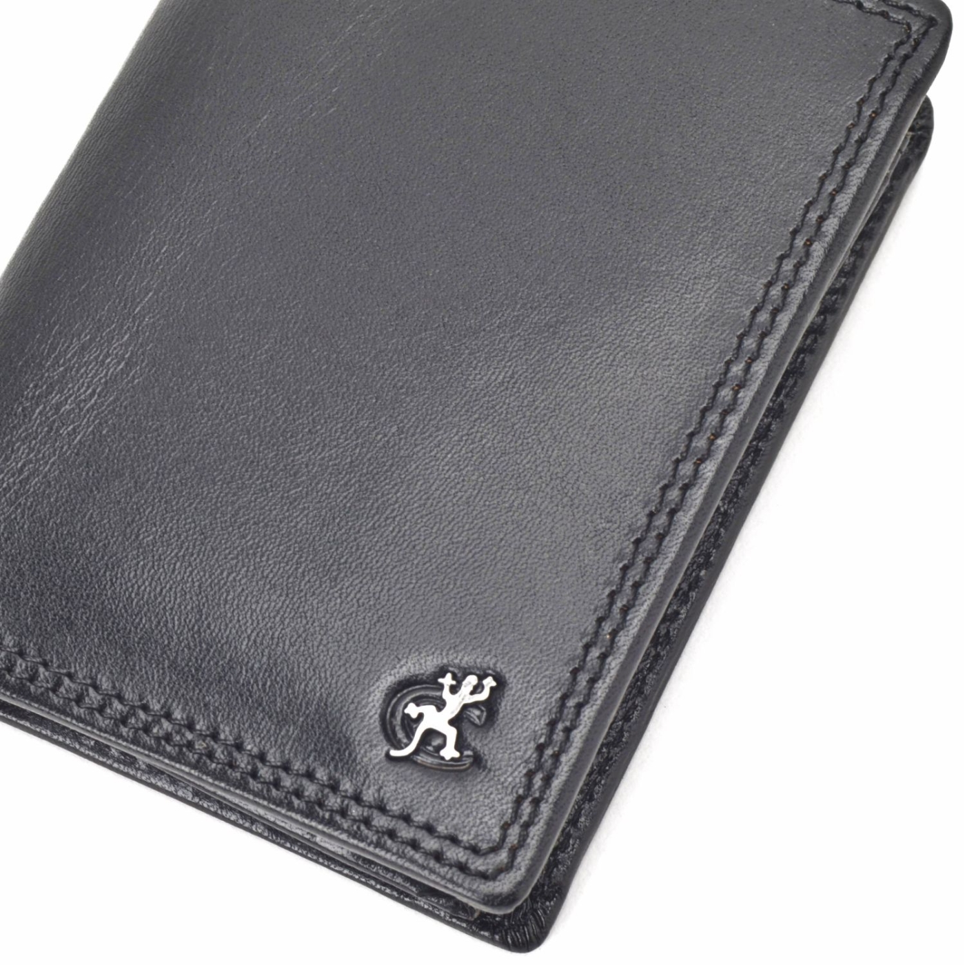 Kožená peňaženka na výšku Cosset materiál kože zapínanie Bez zapínania farba čierna veľkosť malá 4501 Komodo C Logo