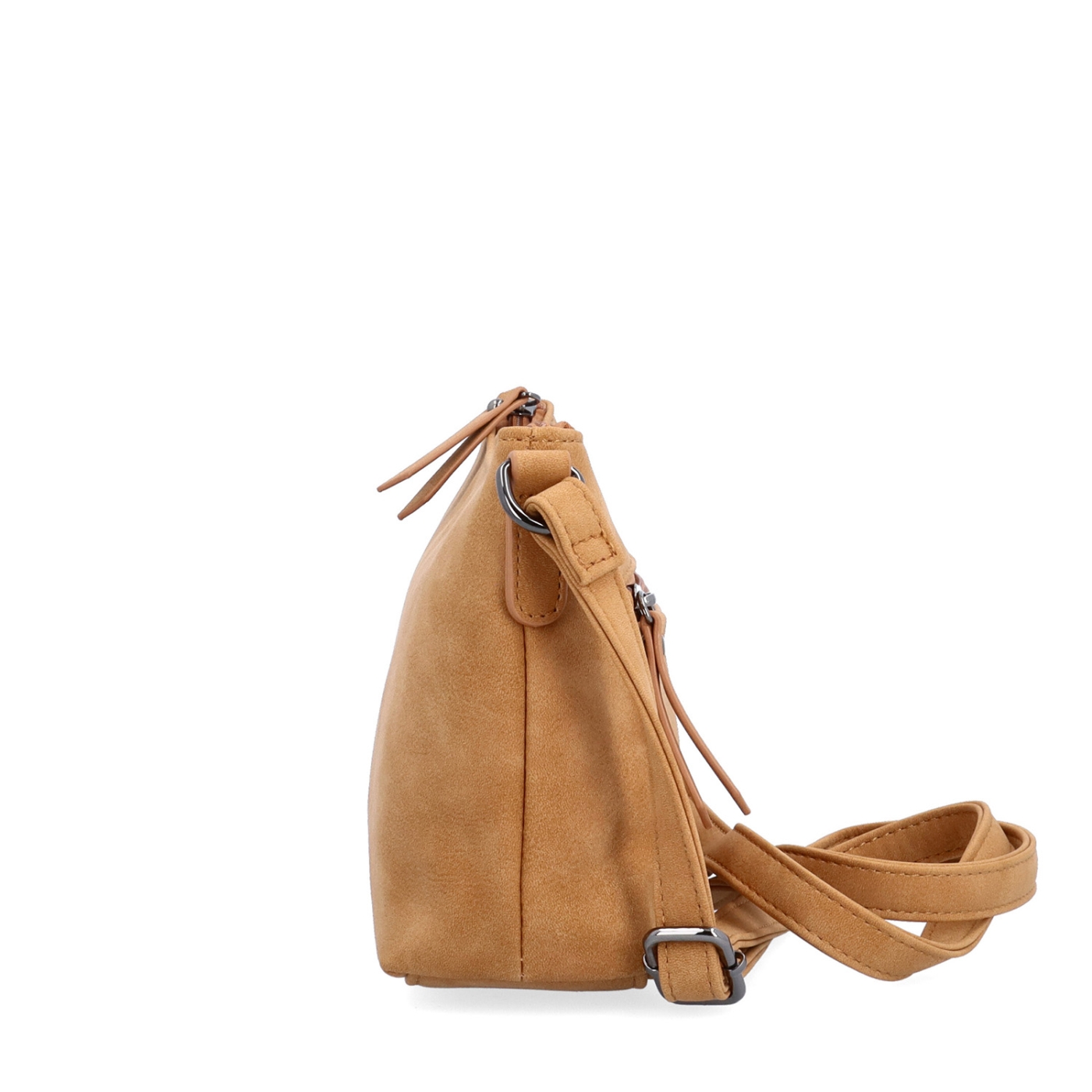 Malá elegantná crossbody kabelka Tangerin materiál syntetická koža zapínanie na zips farba koňaková veľkosť malá 1109 CAM Z boku