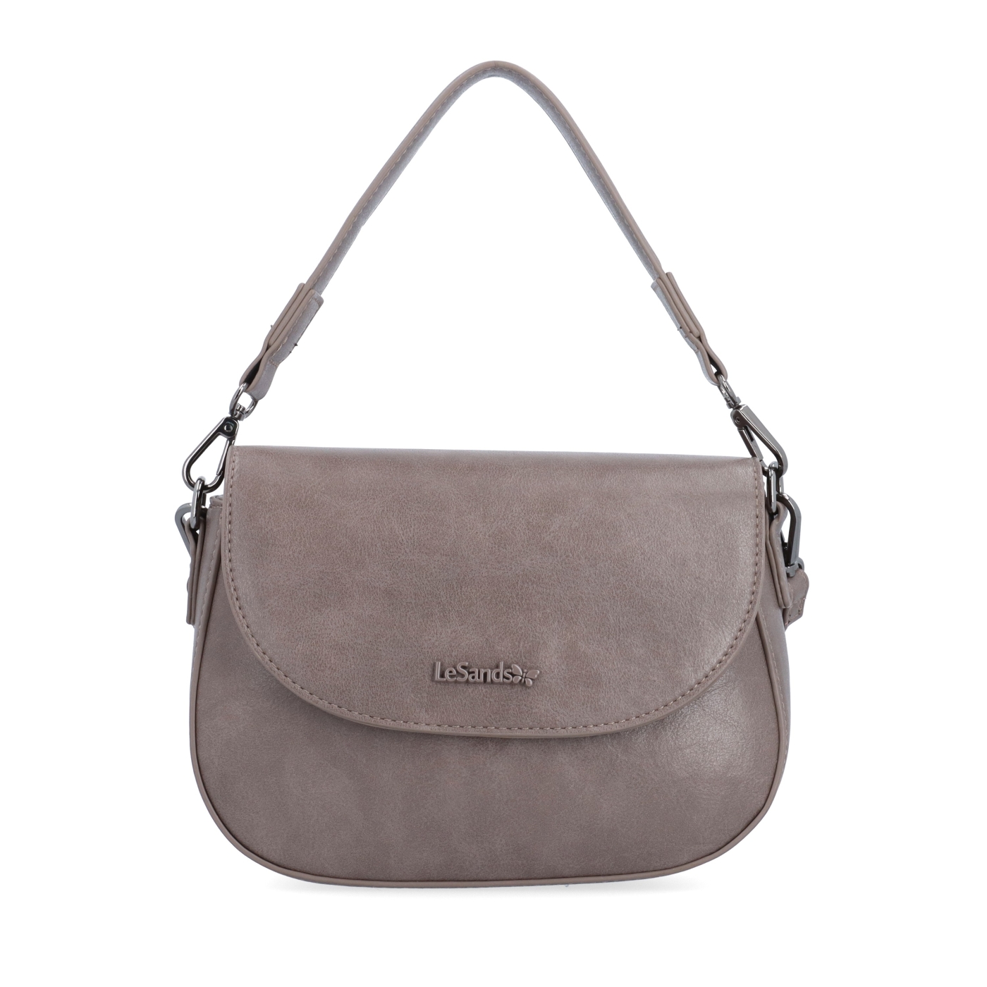 Štýlová crossbody kabelka s chlopňou Le Sands materiál syntetická koža zapínanie s chlopňou farba taupe veľkosť malá 7730 T Spredu