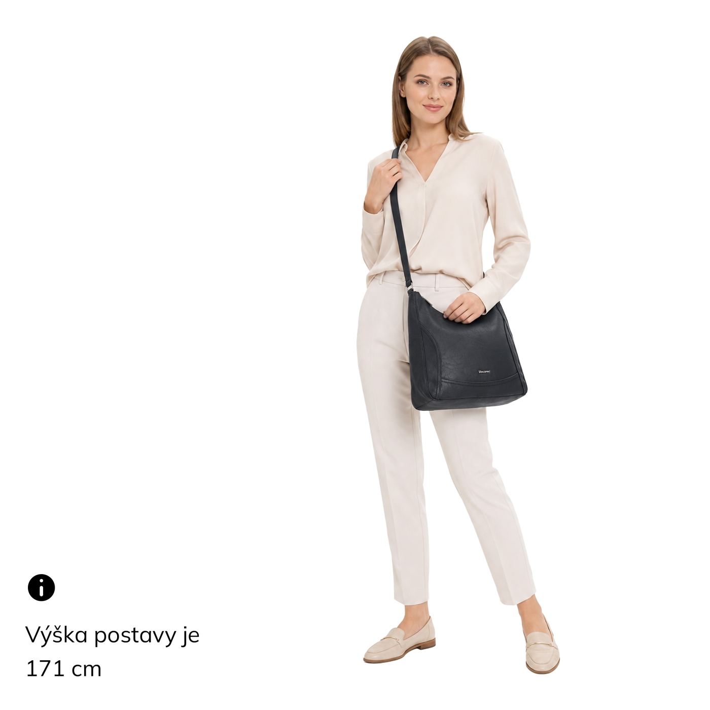Mestská crossbody kabelka zo syntetickej kože Tangerin materiál syntetická koža zapínanie na zips farba sivá veľkosť stredná 8046 TS Na postave