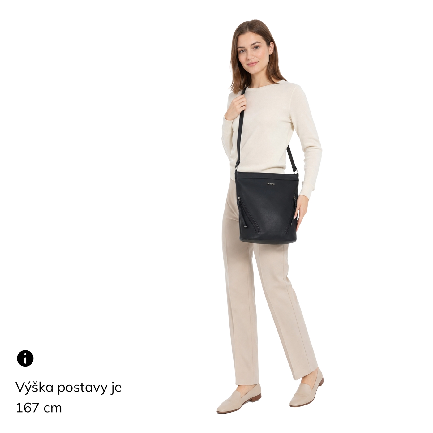 Crossbody kabelka s ozdobnými zipsami Tangerin materiál syntetická koža zapínanie na zips farba sivá veľkosť stredná 8050 ANT Na postave