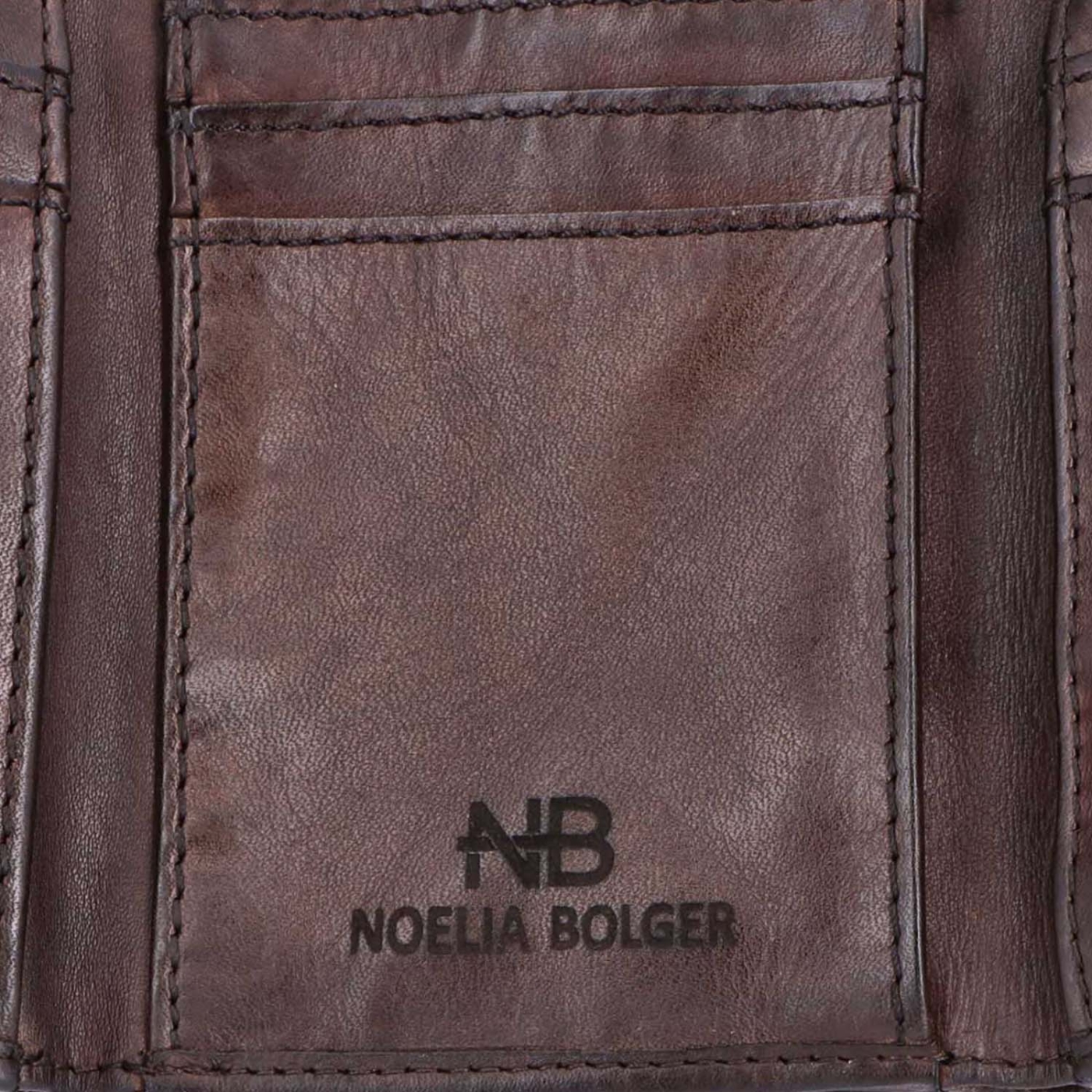 Minimalistická kožená peňaženka s prešívaním Noelia Bolger materiál kože zapínanie na cvok farba hnedá veľkosť malá 5129 NB H Logo