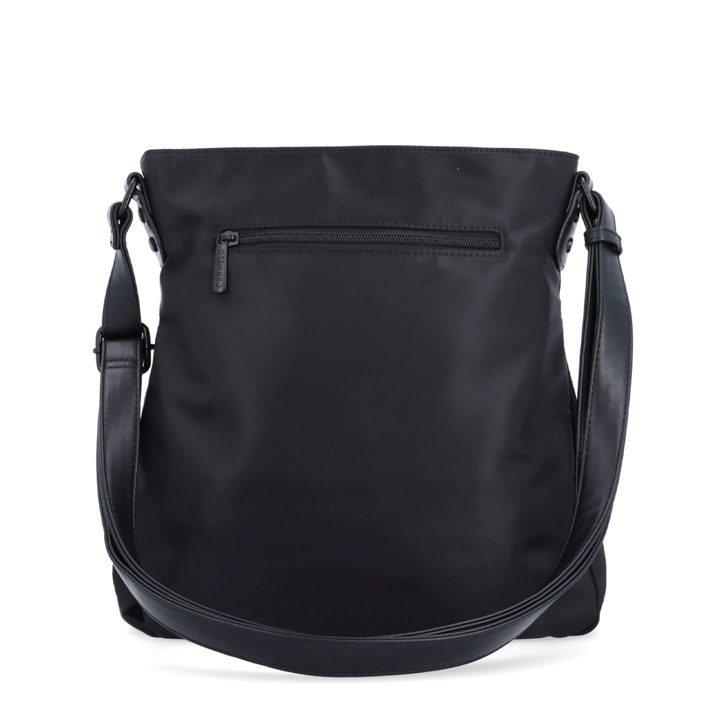 Crossbody kabelka v minimalistickom štýle Carmelo materiál nylon zapínanie na zips farba čierna veľkosť stredná 6605 C Zozadu