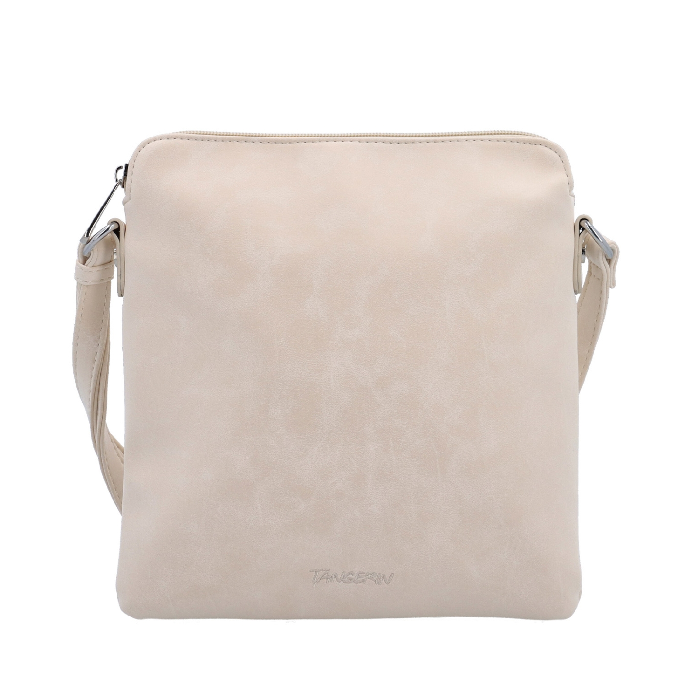 Menšia crossbody kabelka z hebkého materiálu Tangerin materiál syntetická koža zapínanie na zips farba béžová veľkosť malá 7017 BE Spredu
