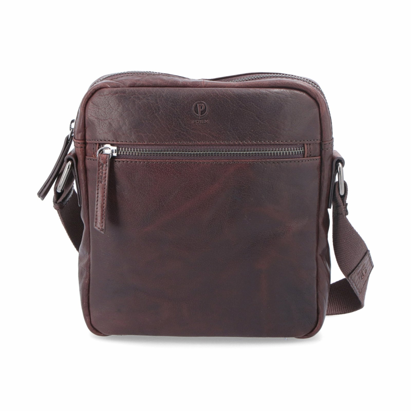 Kožená crossbody taška Poyem materiál kože farba hnedá veľkosť malá 2206 Poyem H Spredu