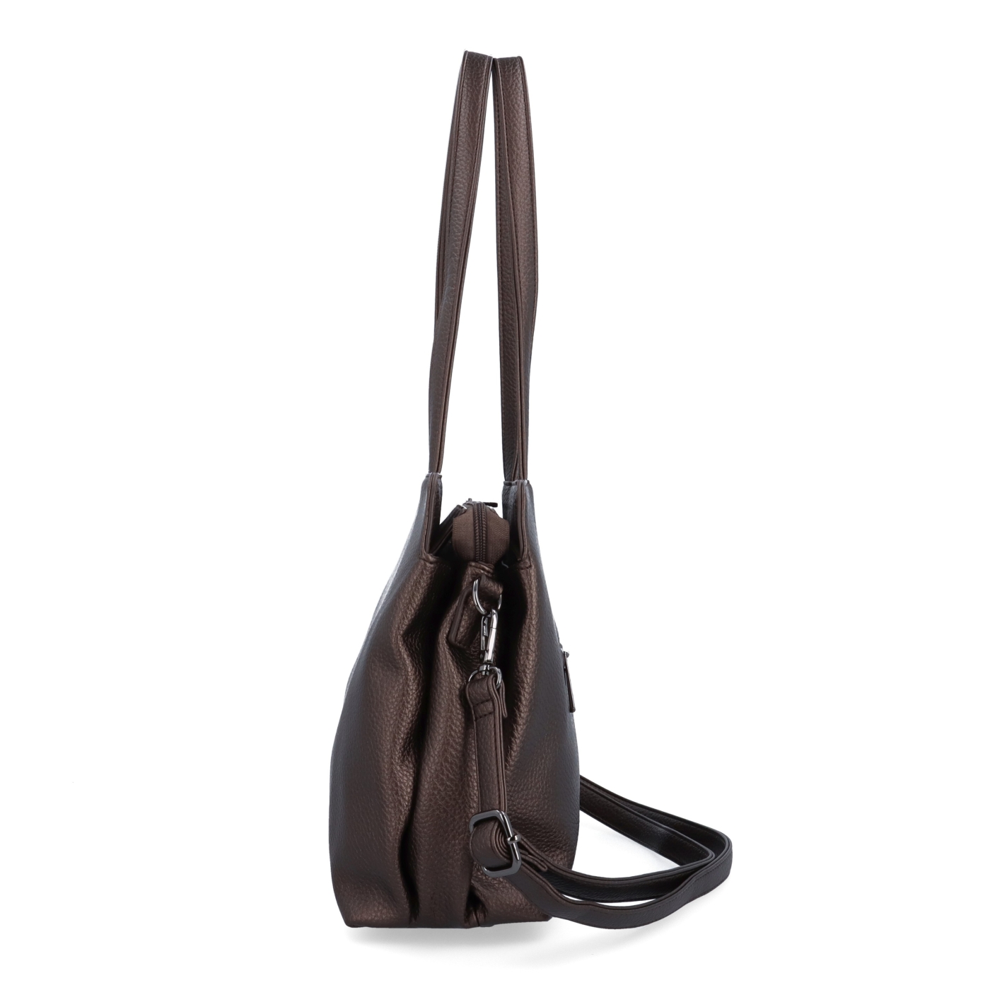 Elegantná kabelka s odnímateľným crossbody popruhom Le Sands materiál syntetická koža zapínanie na zips farba metalíza veľkosť stredná 4649 BR Z boku
