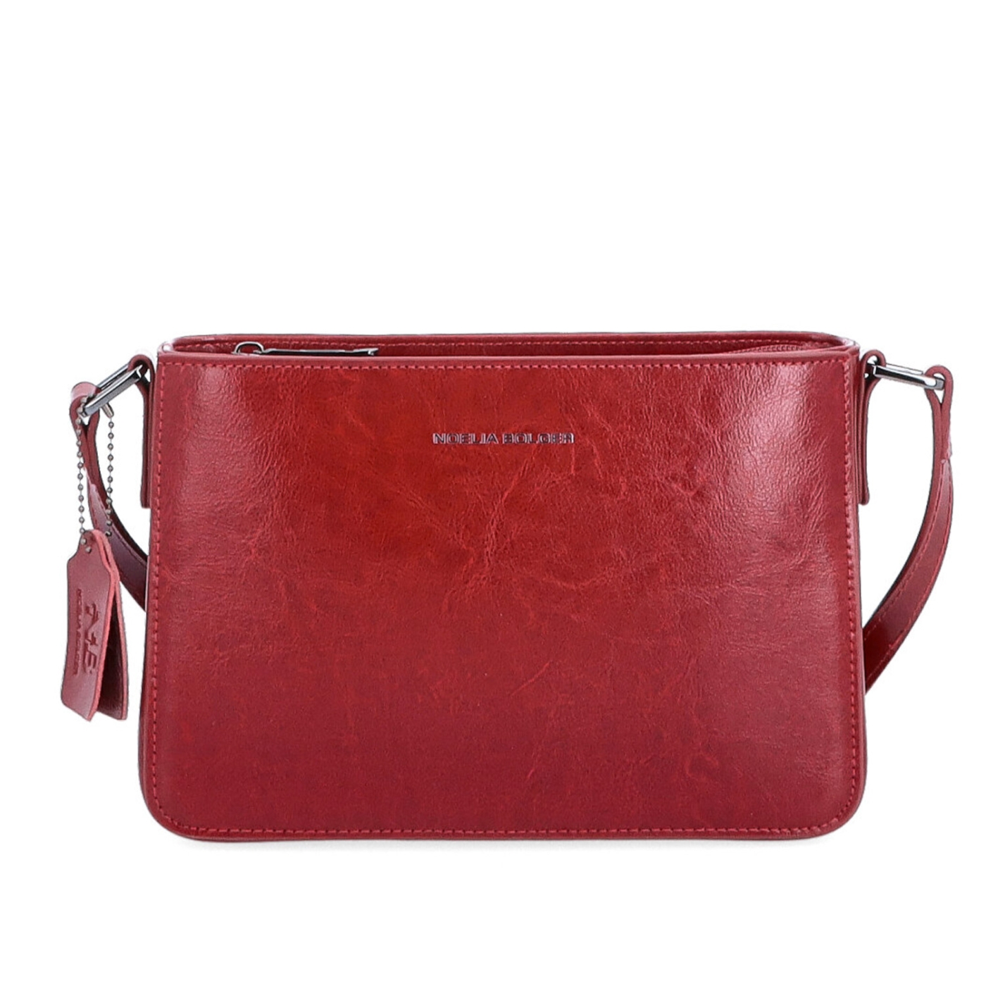 Elegantná, pevnejšia kožená crossbody kabelka Noelia Bolger materiál kože zapínanie na zips farba červená veľkosť malá NB 0103 TCV Spredu