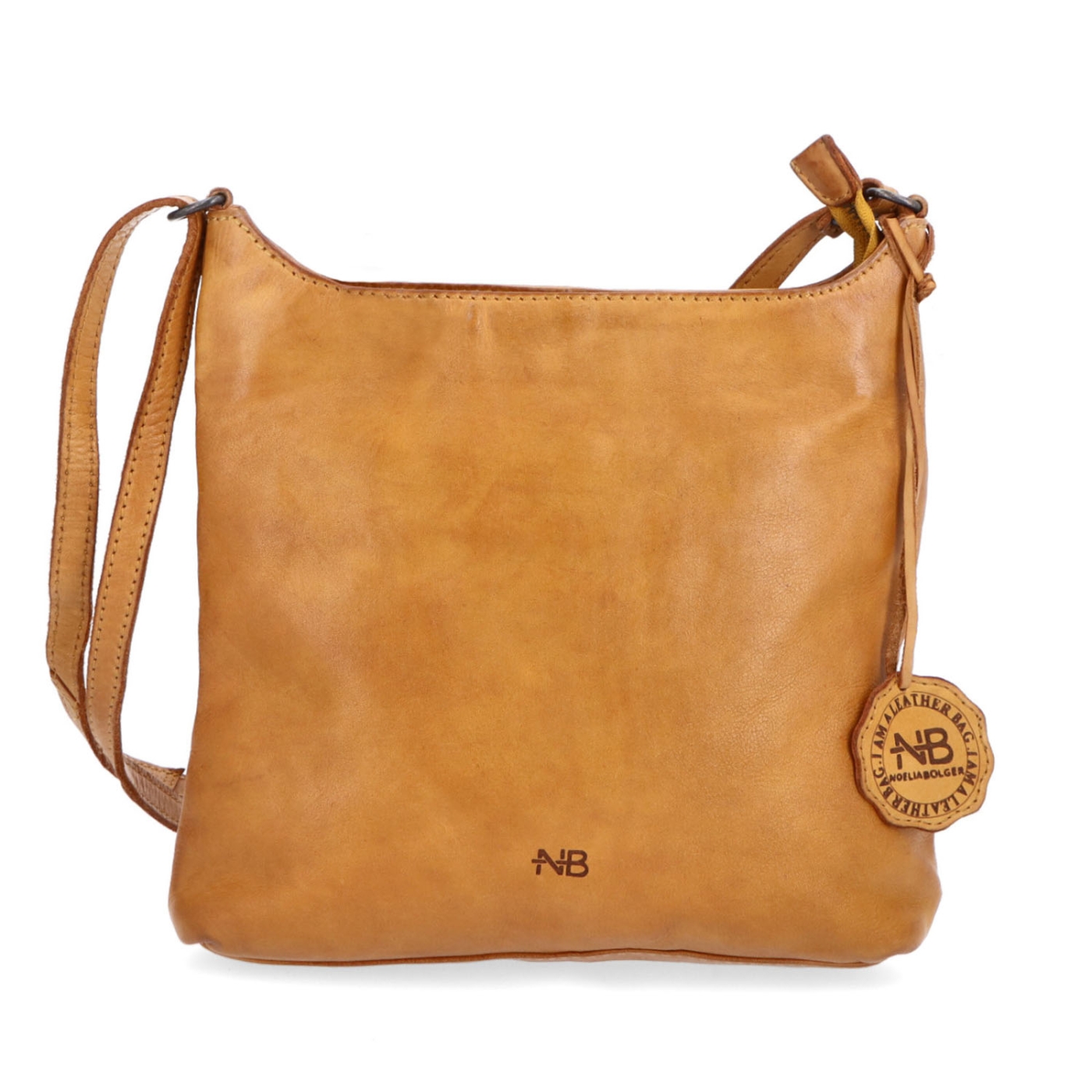 Kožená crossbody kabelka na každý deň Noelia Bolger materiál kože zapínanie na zips farba žltá veľkosť malá NB 2404 ZLU Spredu