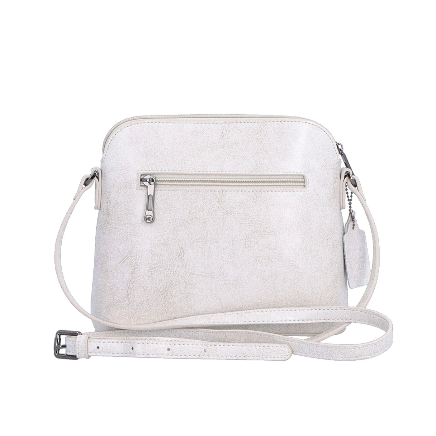 Elegantná kožená crossbody k šatám aj saku Noelia Bolger materiál kože zapínanie na zips farba biela veľkosť malá NB 0078 OW Zozadu