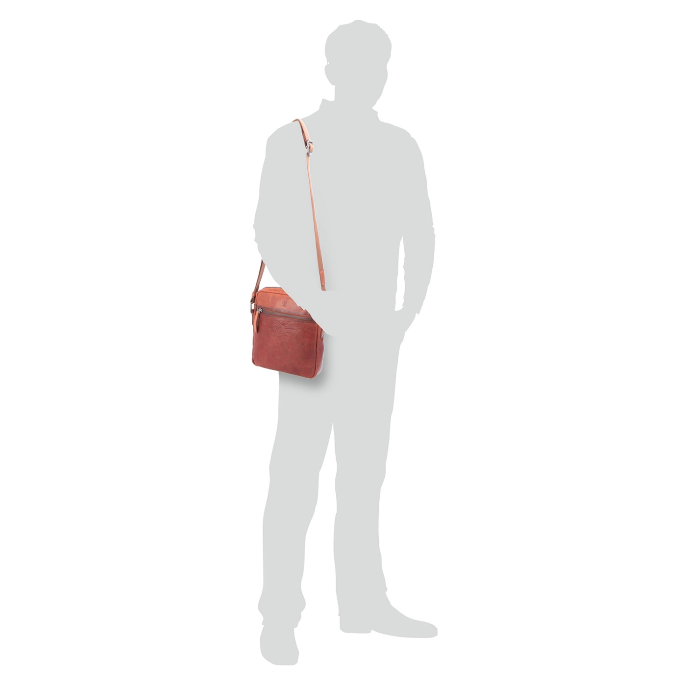 Kožená crossbody taška Poyem materiál kože farba koňaková veľkosť malá 2206 Poyem KO Na postave