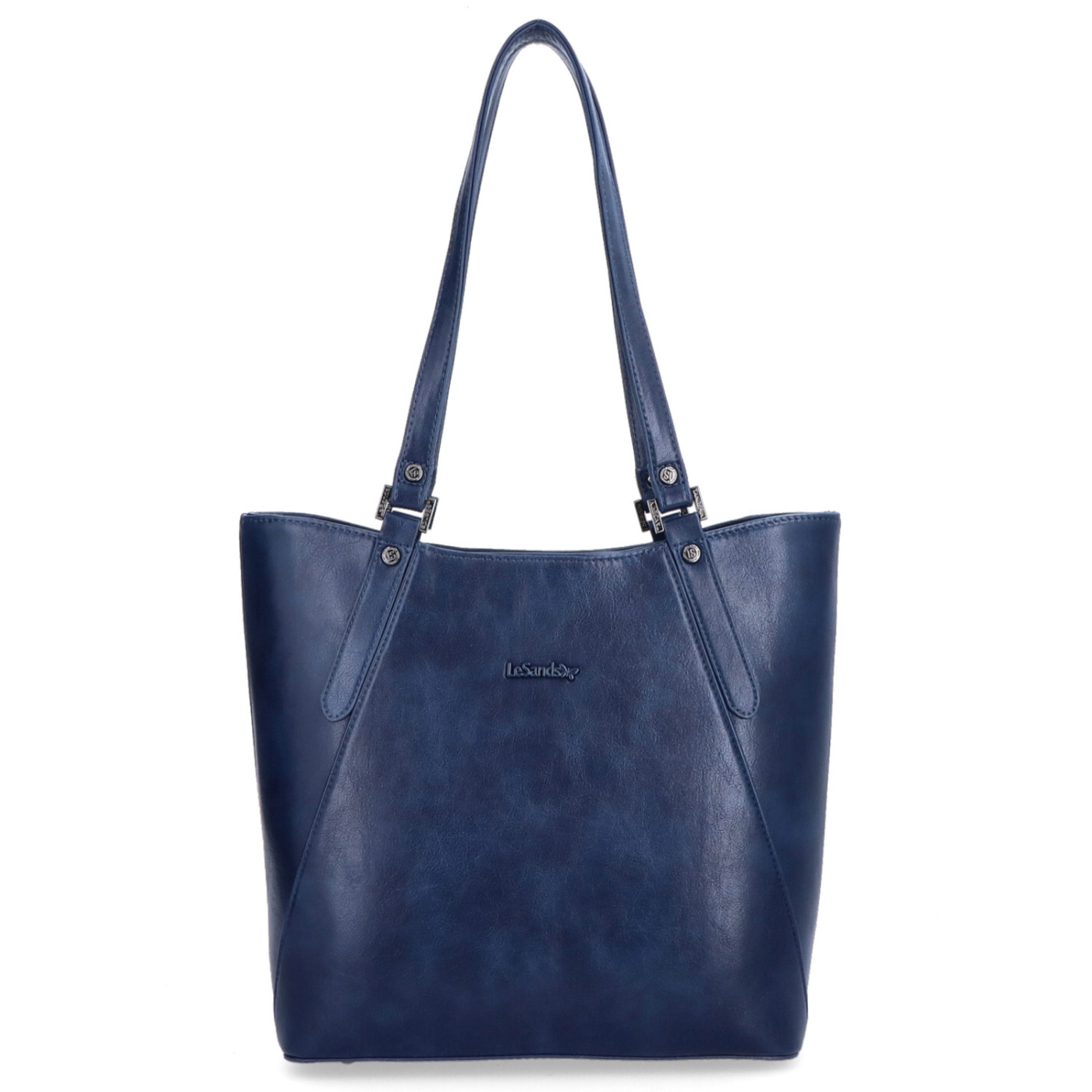 Priestranná shopper kabelka cez rameno Le Sands materiál syntetická koža zapínanie na zips farba modrá veľkosť veľká 7703 TM Spredu