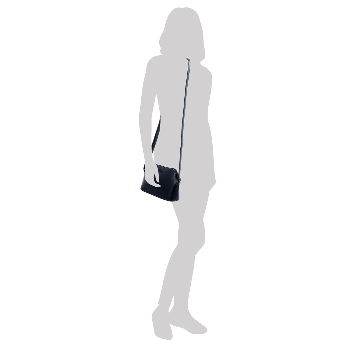 Jemná, minimalistická crossbody kabelka Le Sands materiál syntetická koža zapínanie na zips farba čierna veľkosť malá 7718 C Na postave