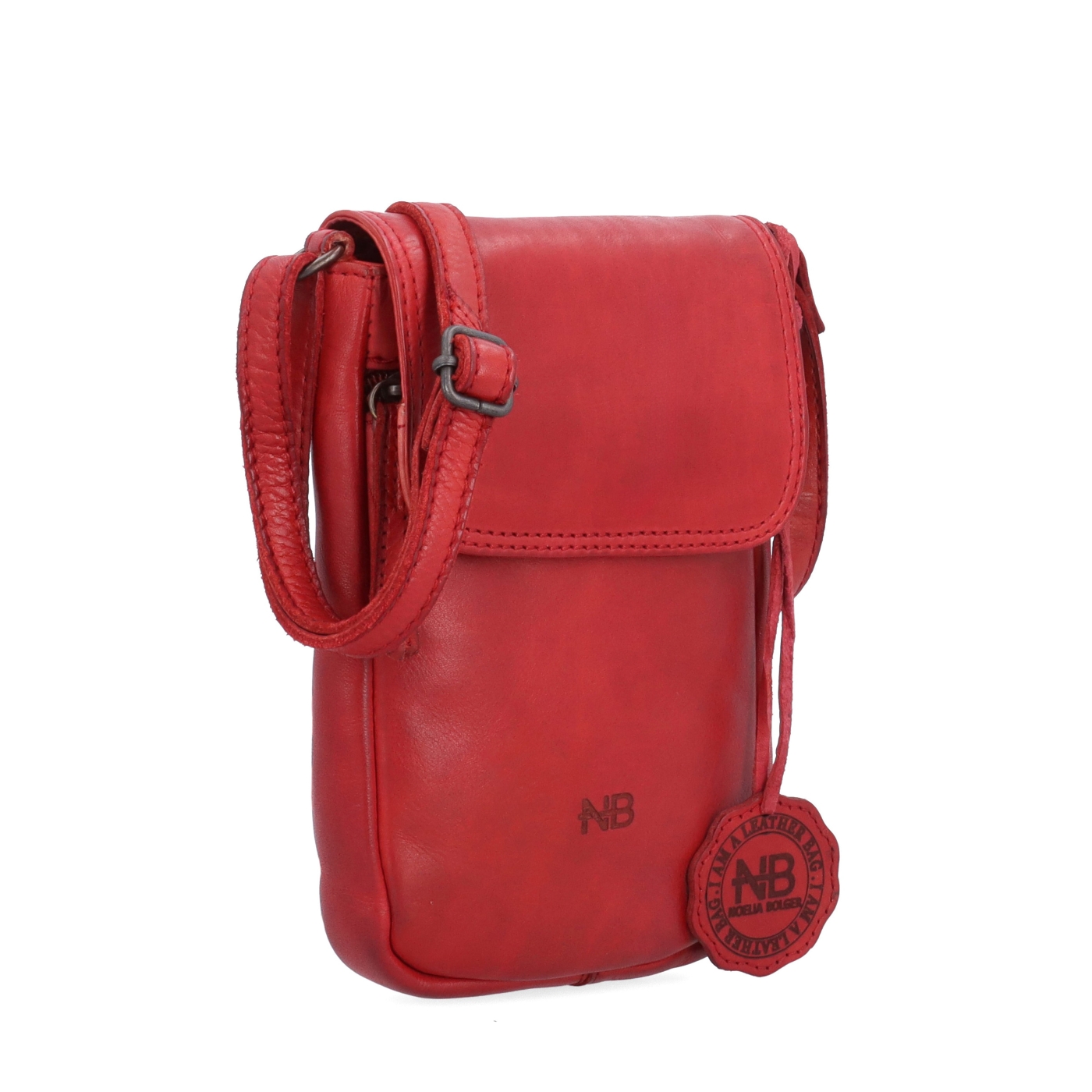 Kožená crossbody taška s chlopňou Noelia Bolger materiál kože zapínanie s chlopňou farba červená veľkosť malá NB 2418 CV