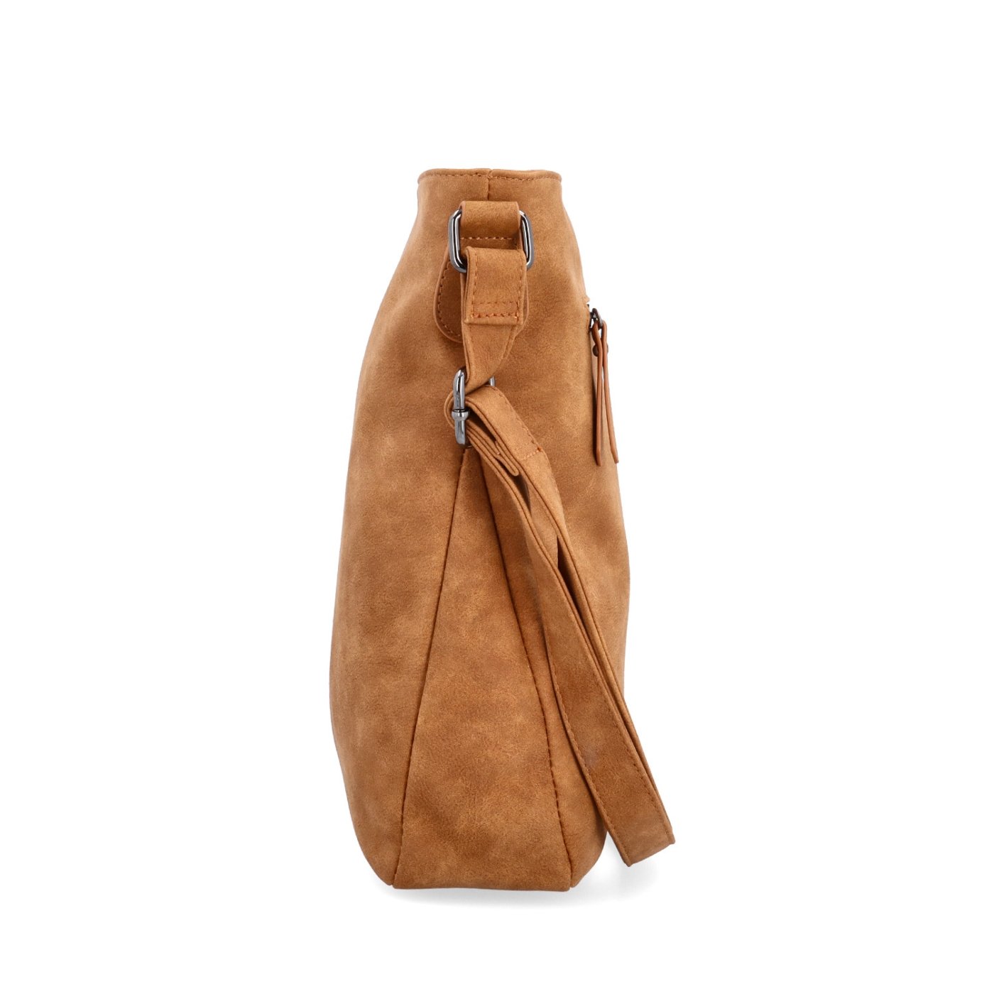 Štýlová crossbody kabelka s čistým dizajnom Tangerin materiál syntetická koža zapínanie na zips farba koňaková veľkosť stredná 1101 KO Z boku