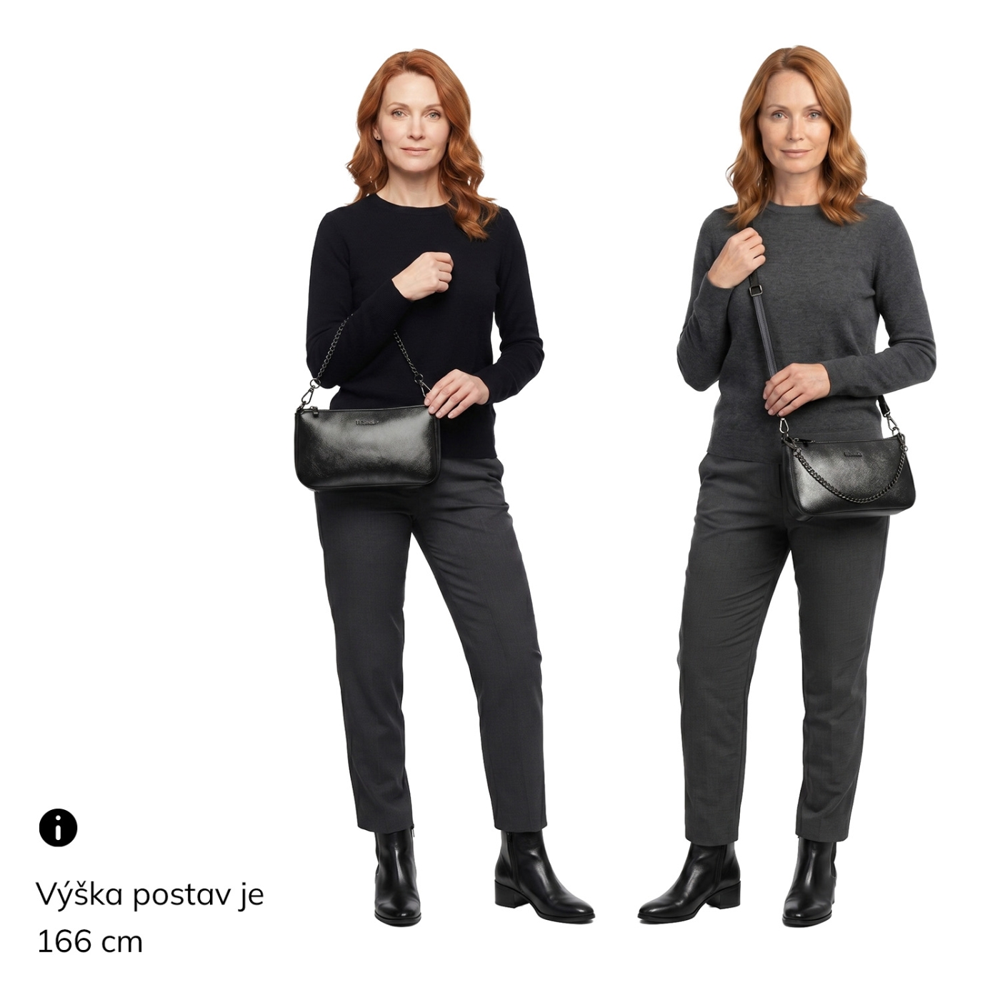 Malá crossbody kabelka s odnímateľnou retiazkou Le Sands materiál syntetická koža zapínanie na zips farba sivá veľkosť malá 4610 ANT Na postave