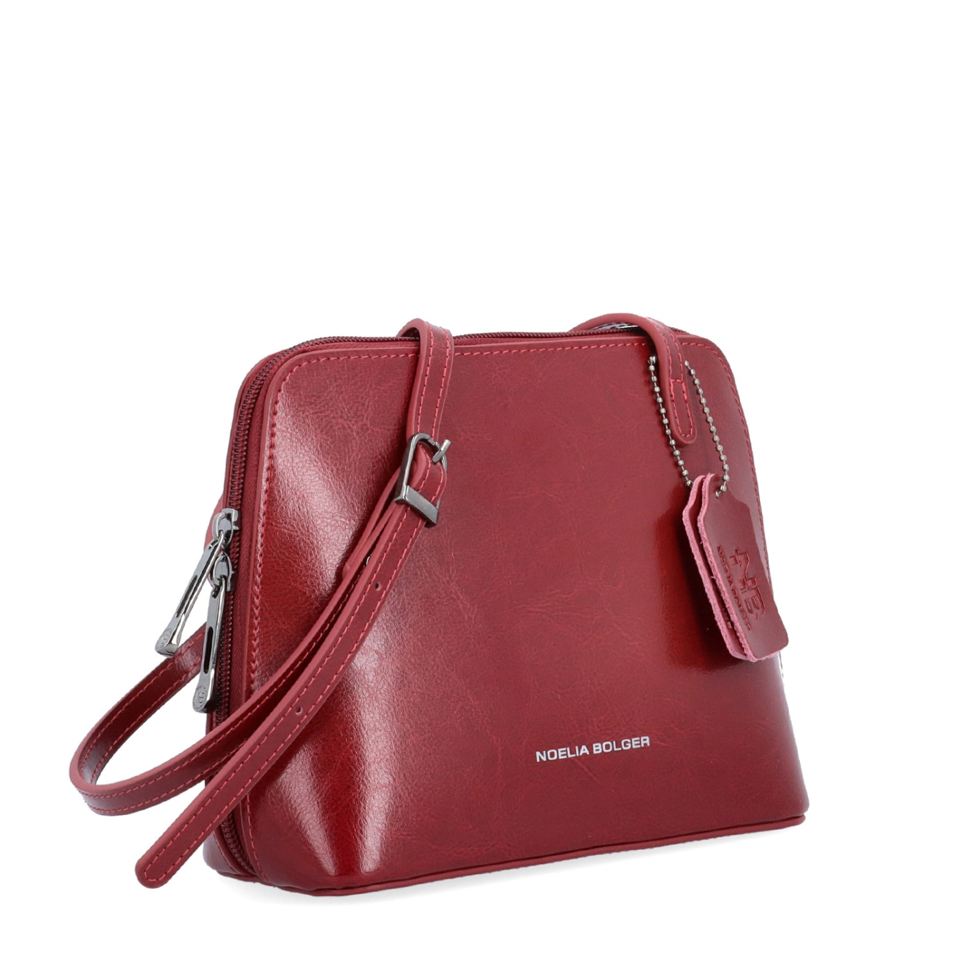 Kožená crossbody kabelka s premysleným členením Noelia Bolger materiál kože zapínanie na zips farba červená veľkosť malá NB 0115 TCV