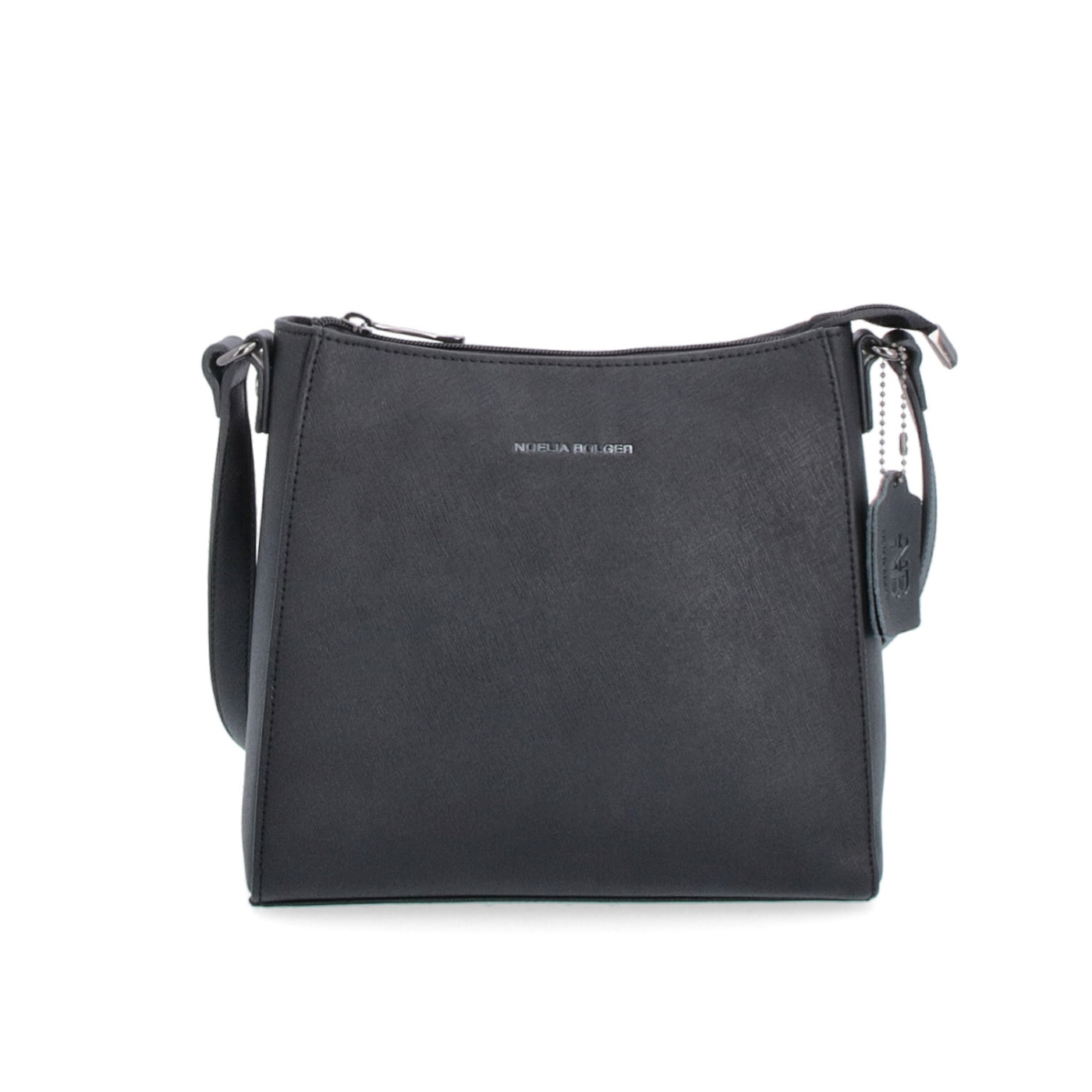 Kožená crossbody kabelka Noelia Bolger materiál kože zapínanie na zips farba čierna veľkosť malá NB 0074 C Spredu
