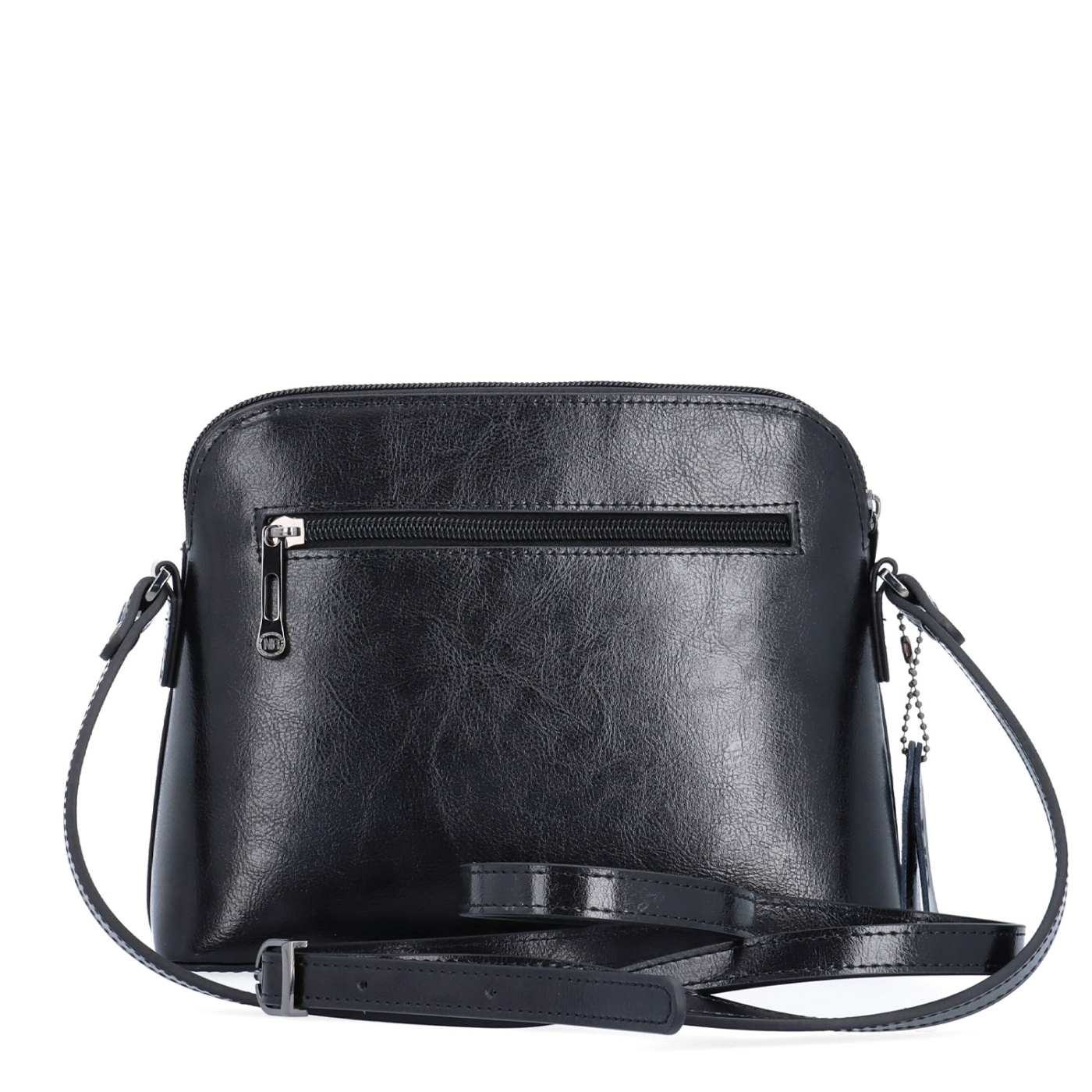 Minimalistická kožená crossbody kabelka na každý deň Noelia Bolger materiál kože zapínanie na zips farba čierna veľkosť malá NB 0116 C Zozadu