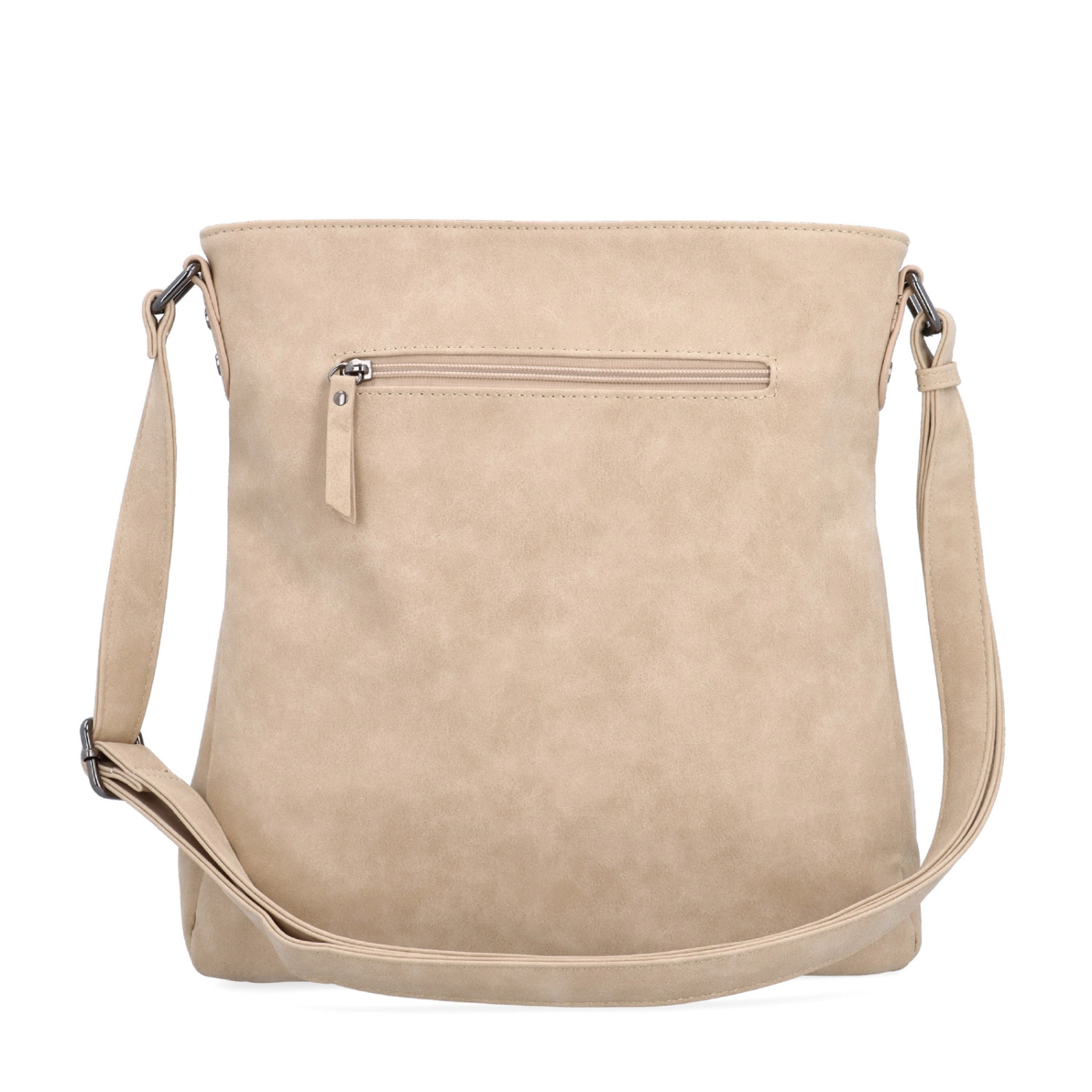 Štýlová crossbody kabelka s čistým dizajnom Tangerin materiál syntetická koža zapínanie na zips farba béžová veľkosť stredná 1101 BE Zozadu