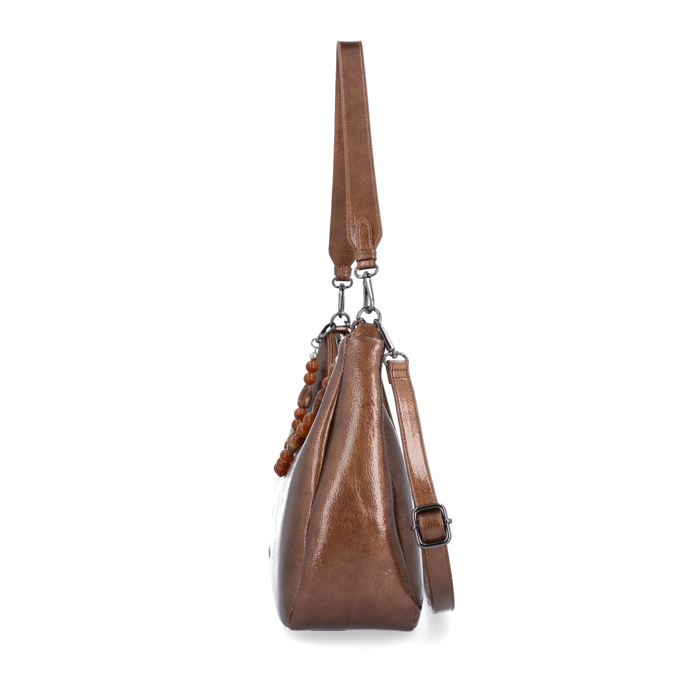 Kabelka cez rameno aj crossbody s odnímateľnými popruhmi Le Sands materiál syntetická koža zapínanie na zips farba metalíza veľkosť stredná 4637 STAZL Z boku