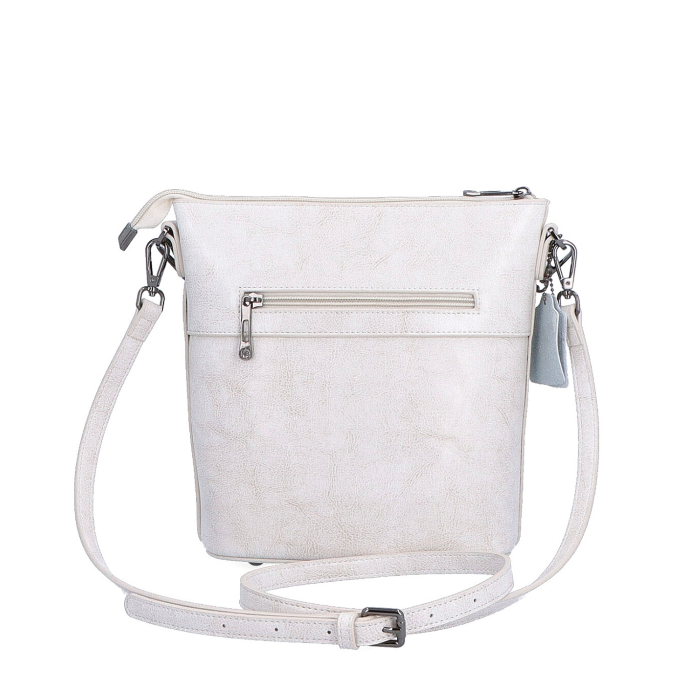 Elegantná kožená crossbody s retiazkou Noelia Bolger materiál kože zapínanie na zips farba biela veľkosť malá NB 0048 OW Zozadu
