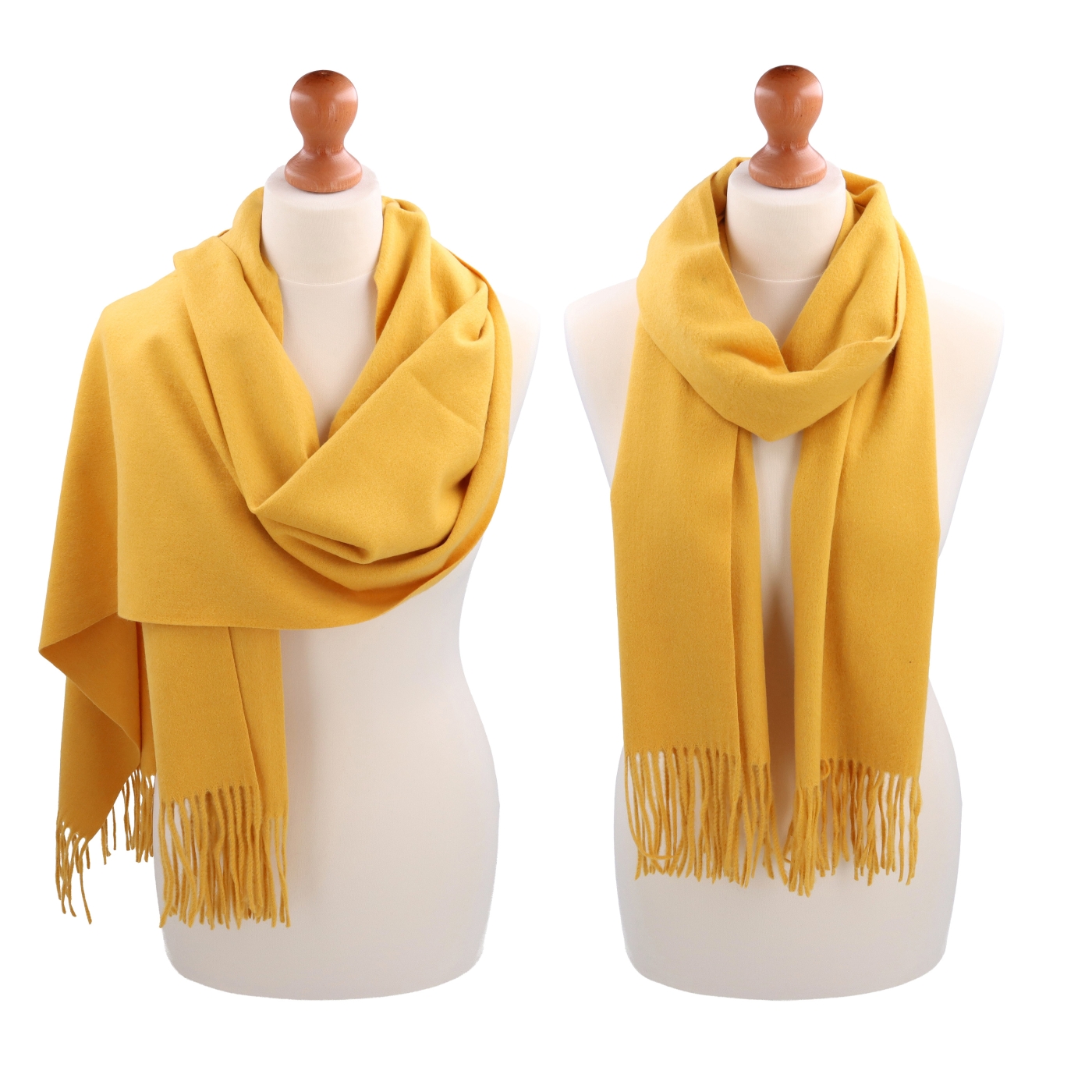 Elegantný jednofarebný šál so strapcami Noelia Bolger materiál Polyester s prímesou vlny farba žltá KZ003 - 09