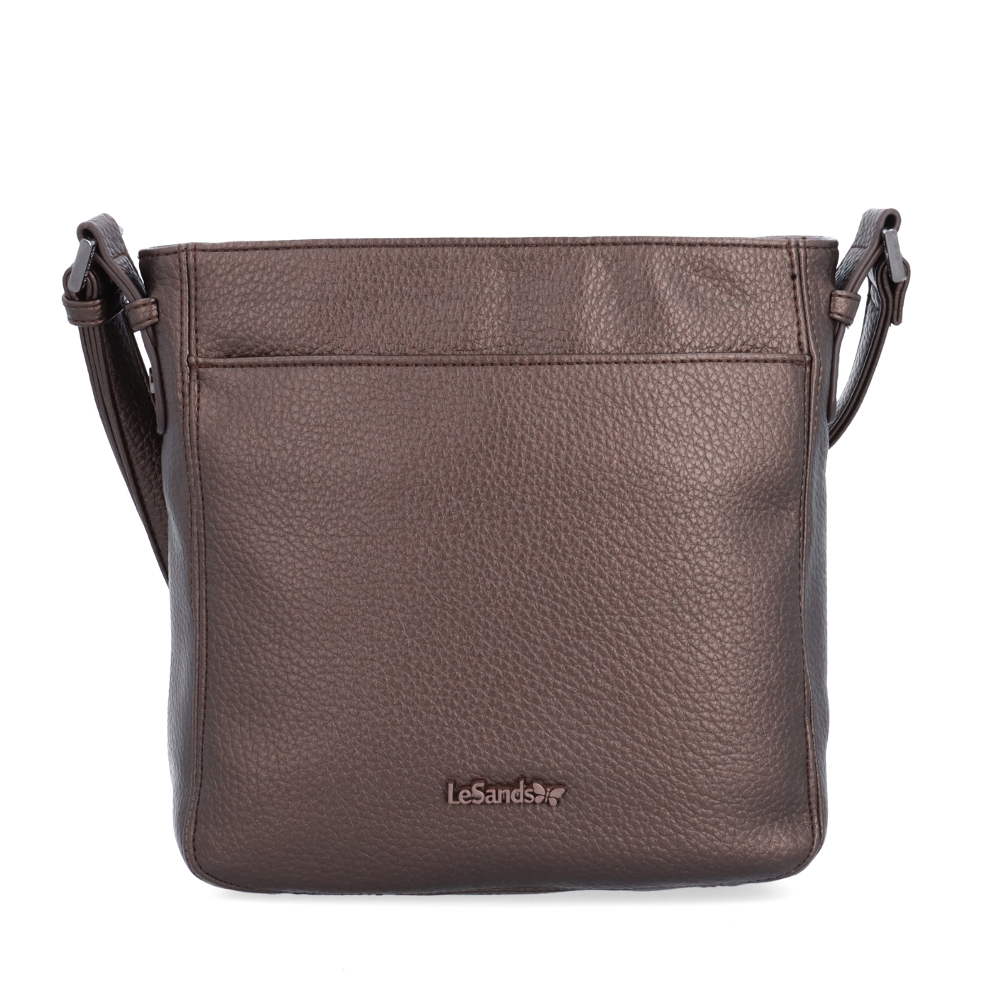 Praktická crossbody kabelka s predným vreckom Le Sands materiál syntetická koža zapínanie na zips farba metalíza veľkosť stredná 4653 BR Spredu