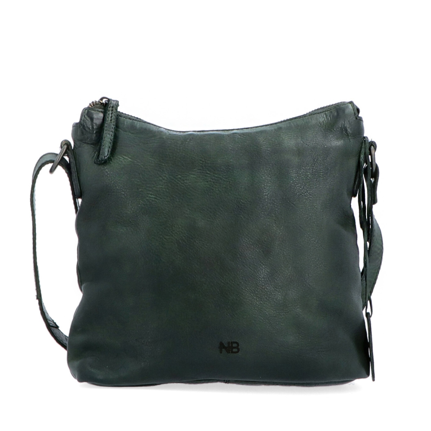 Kožená crossbody kabelka s moderným dizajnom Noelia Bolger materiál kože zapínanie na zips farba zelená veľkosť malá NB 2400 ZE Spredu