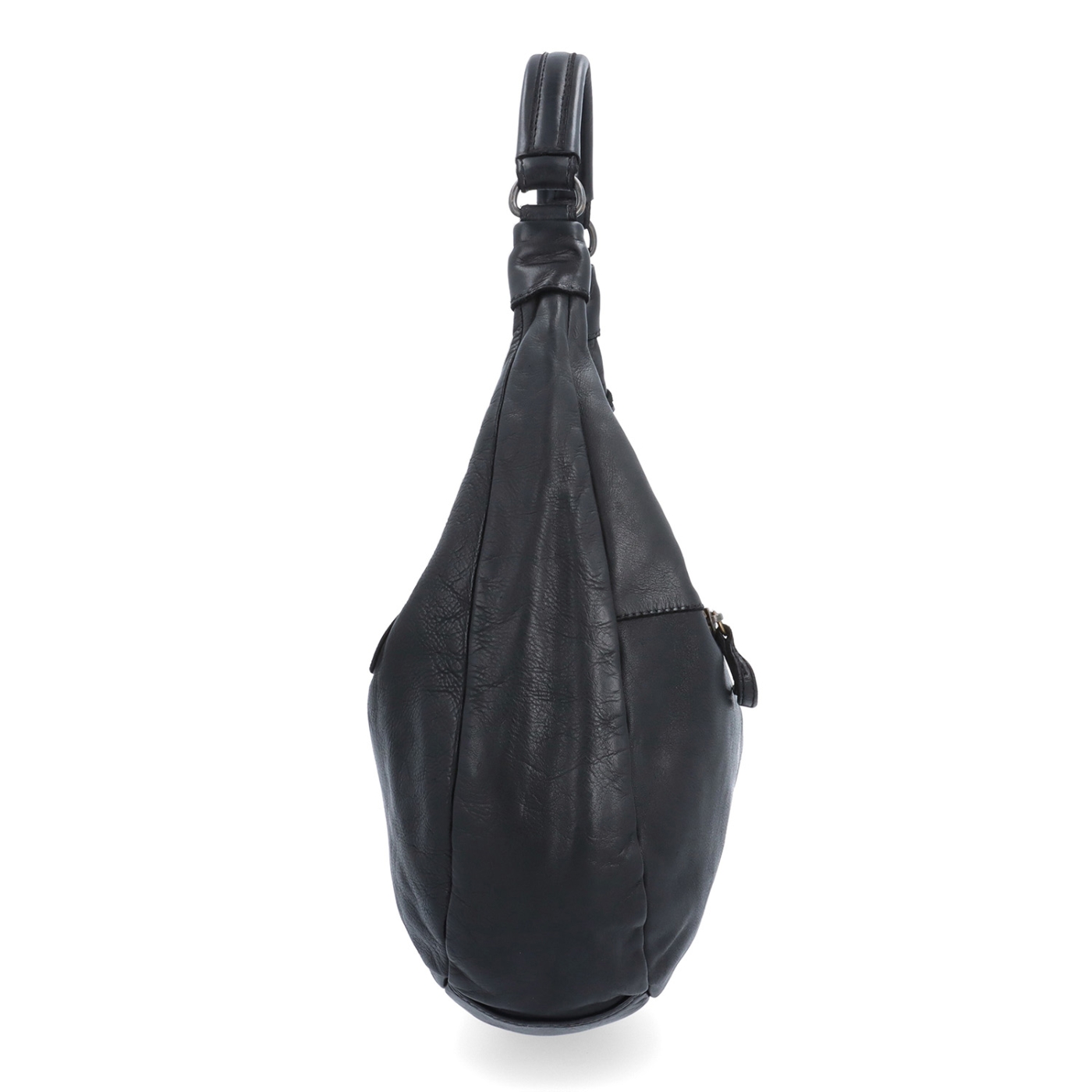 Kožená hobo kabelka s dvoma vreckami na zips Noelia Bolger materiál kože zapínanie na zips farba čierna veľkosť stredná NB 2426 C Z boku