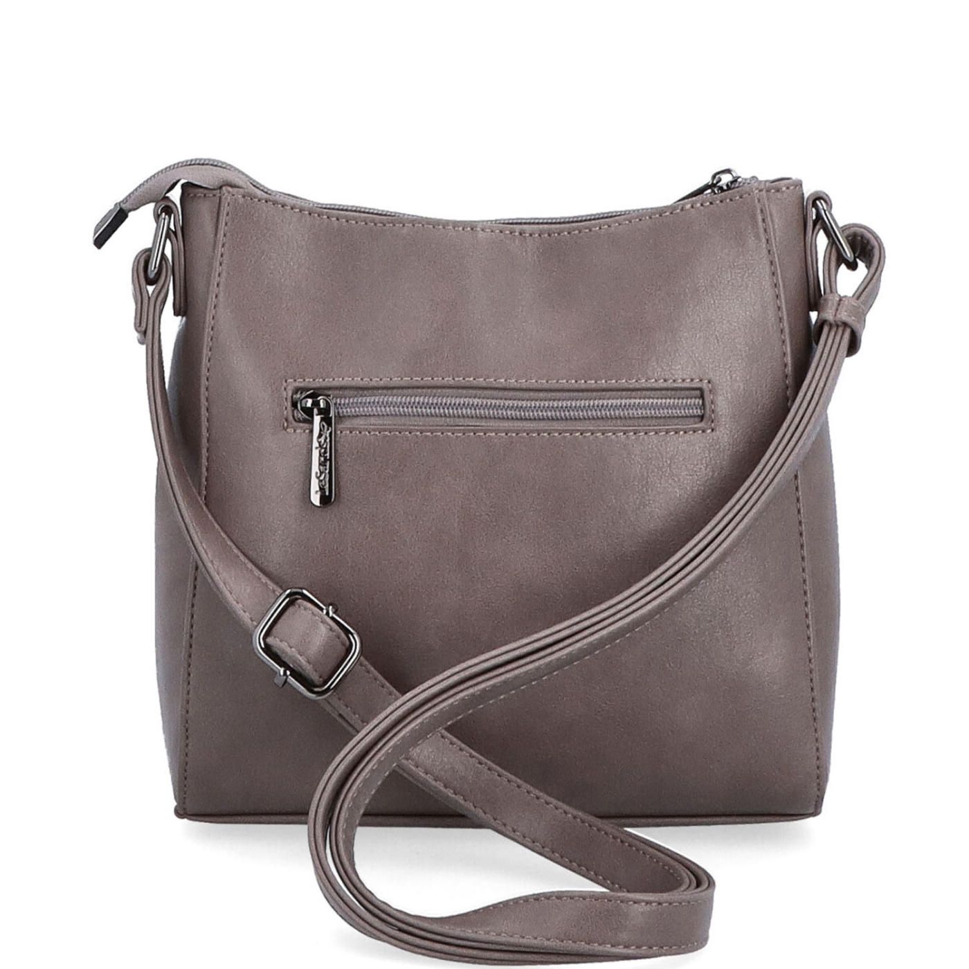 Minimalistická crossbody kabelka do mesta Le Sands materiál syntetická koža zapínanie na zips farba taupe veľkosť malá 7706 T Zozadu