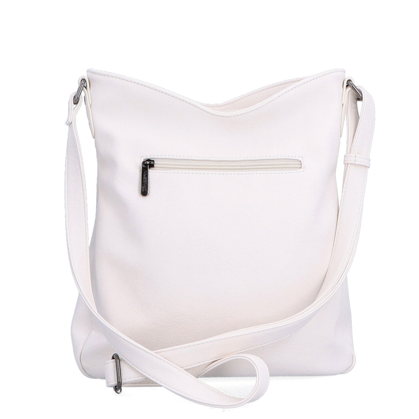 Asymetrická crossbody kabelka s prešívaním Tangerin materiál syntetická koža zapínanie na zips farba béžová veľkosť stredná 8023 K Zozadu