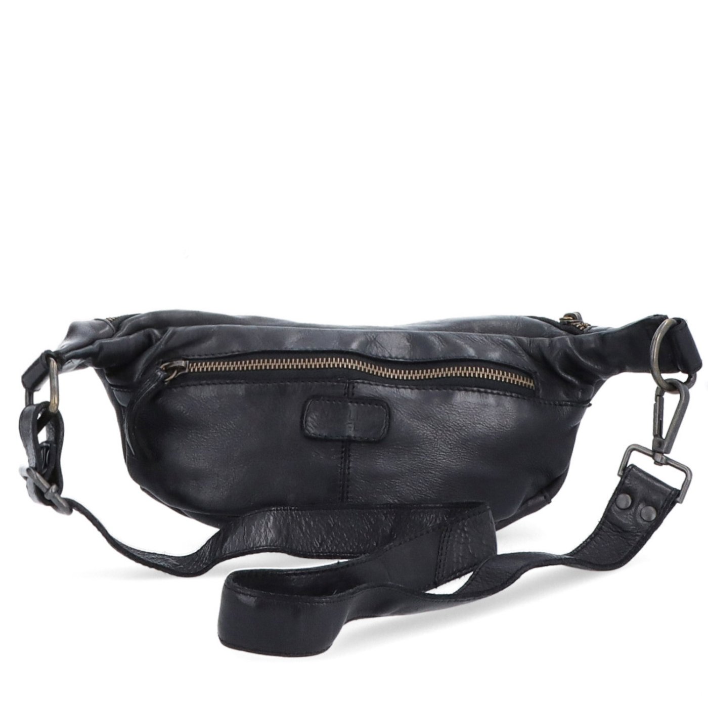 Moderná kožená crossbody ľadvinka Noelia Bolger materiál kože zapínanie na zips farba čierna veľkosť malá NB 2402 C Zozadu