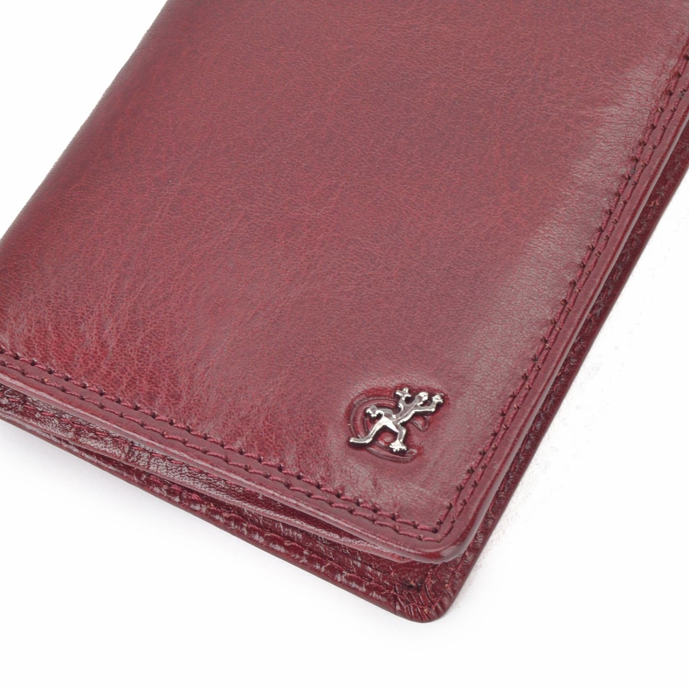 Praktické kožené puzdro na doklady Cosset materiál kože zapínanie Bez zapínania farba vínová veľkosť malá 4424 Komodo BO Logo