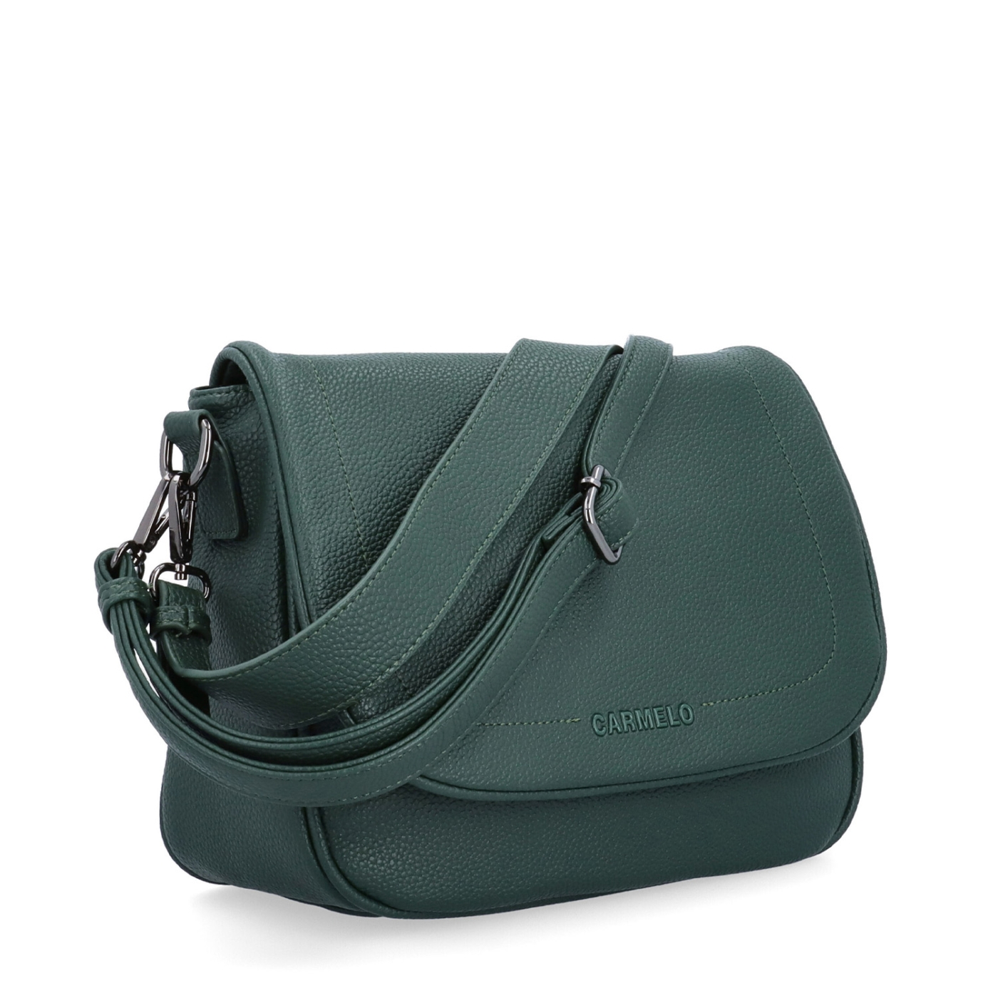 Dámska crossbody kabelka s jemnou štruktúrou Carmelo materiál syntetická koža zapínanie s chlopňou farba zelená veľkosť stredná 4361 TZE