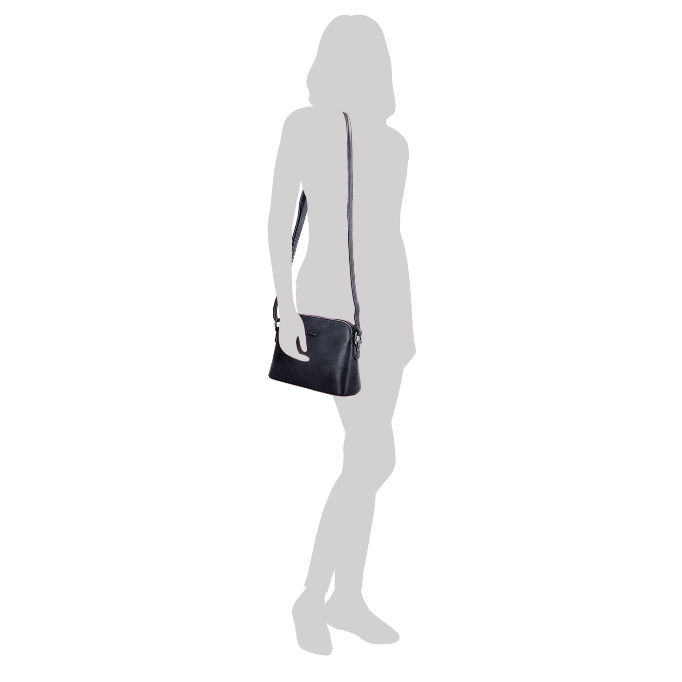 Minimalistická crossbody kabelka Le Sands materiál syntetická koža zapínanie na zips farba vínová veľkosť malá 7710 BO Na postave