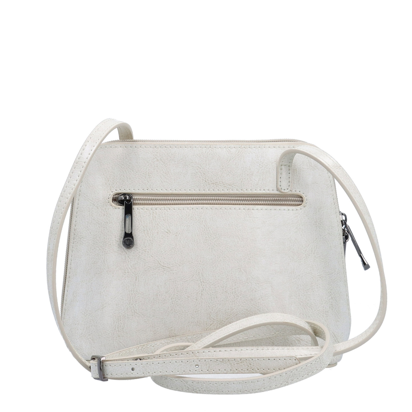 Kožená crossbody kabelka s premysleným členením Noelia Bolger materiál kože zapínanie na zips farba biela veľkosť malá NB 0115 OW Zozadu