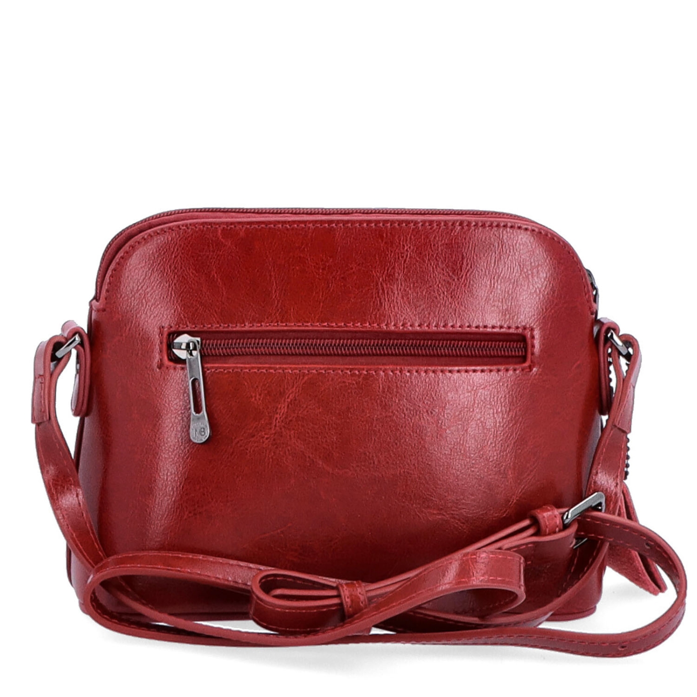 Luxusná malá kožená crossbody kabelka Noelia Bolger materiál kože zapínanie na zips farba červená veľkosť malá NB 0080 TCV Zozadu