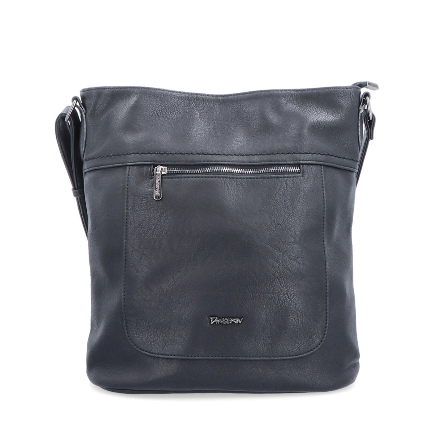 Crossbody kabelka s predným a zadným vreckom Tangerin materiál syntetická koža zapínanie na zips farba čierna veľkosť stredná 8036 C Spredu