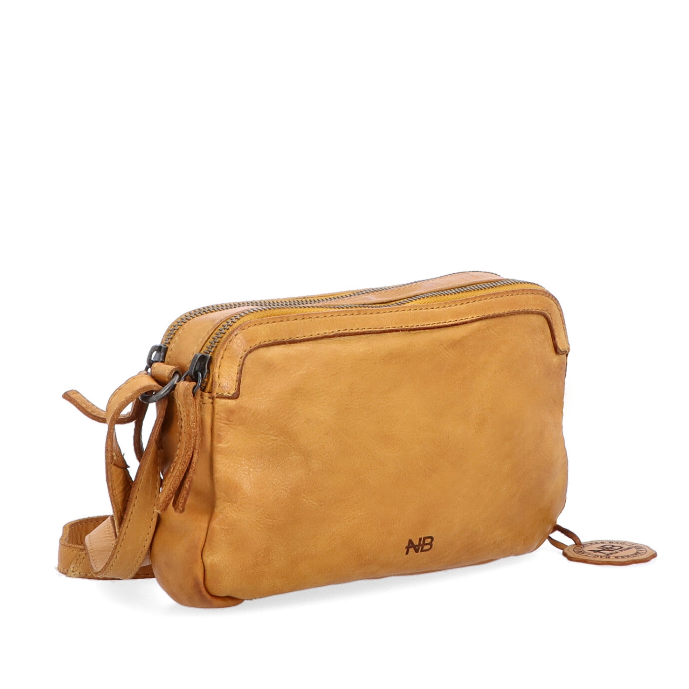Minimalistická kožená crossbody kabelka Noelia Bolger materiál kože zapínanie na zips farba žltá veľkosť malá NB 2407 ZLU