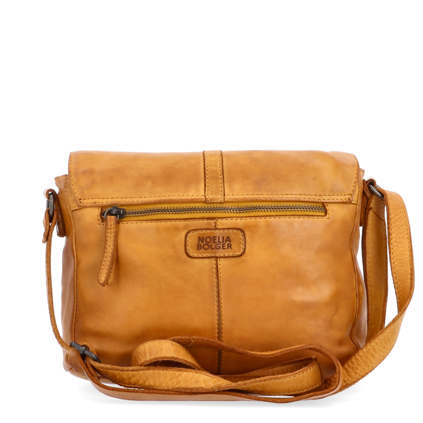 Kožená crossbody kabelka s chlopňou Noelia Bolger materiál kože zapínanie s chlopňou farba žltá veľkosť stredná NB 2416 ZLU Zozadu