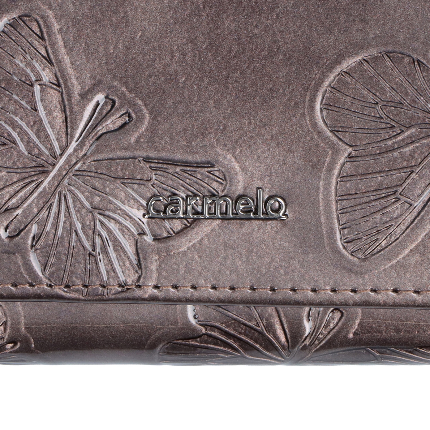 Kožená laková peňaženka Carmelo materiál kože zapínanie na cvok farba taupe veľkosť malá 2106 M T Logo