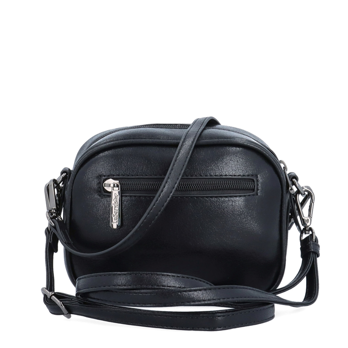 Malá crossbody kabelka s odopínateľným popruhom Le Sands materiál syntetická koža zapínanie na zips farba čierna veľkosť malá 4370 C Zozadu