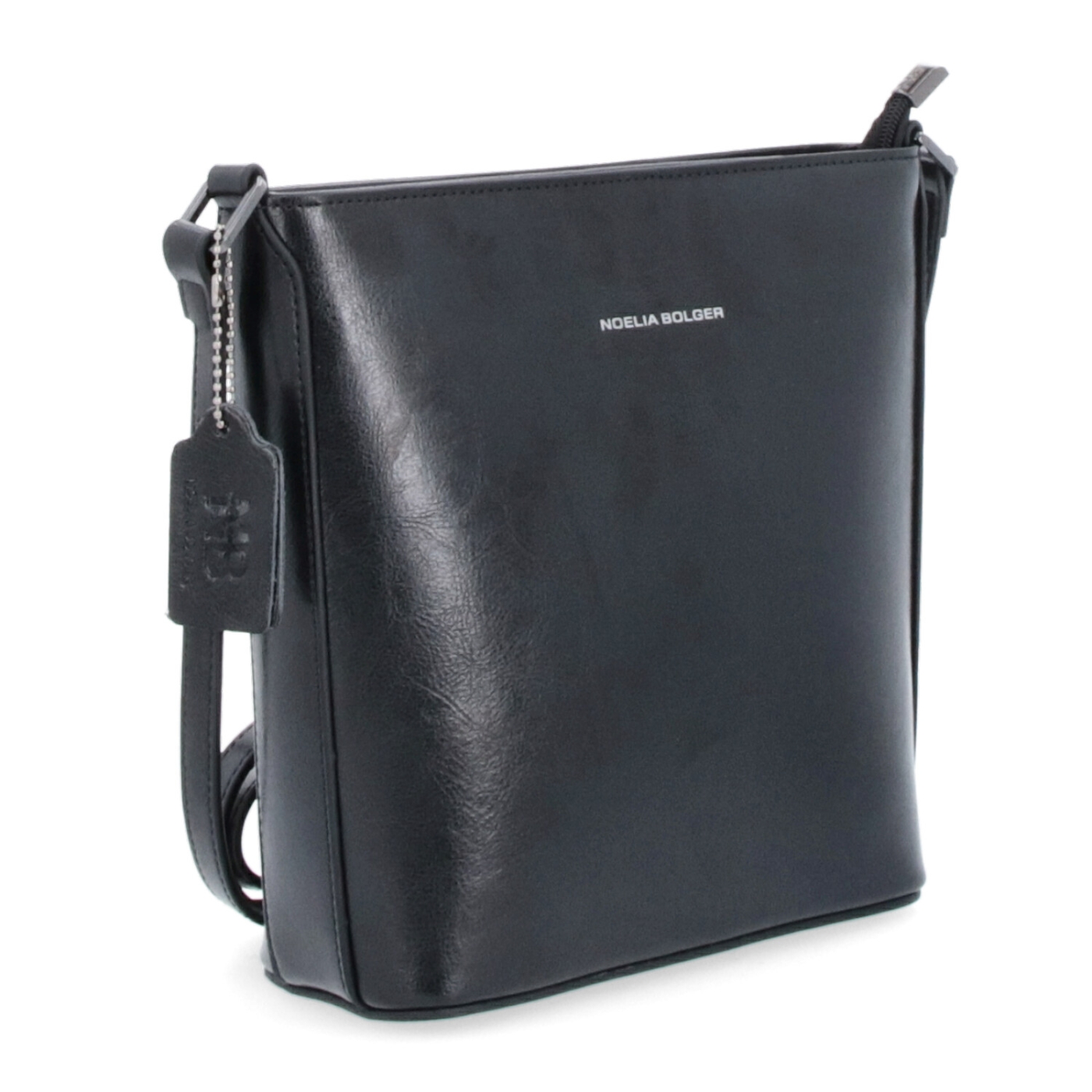 Malá elegantná kožená crossbody kabelka Noelia Bolger materiál kože zapínanie na zips farba čierna veľkosť malá NB 0065 C